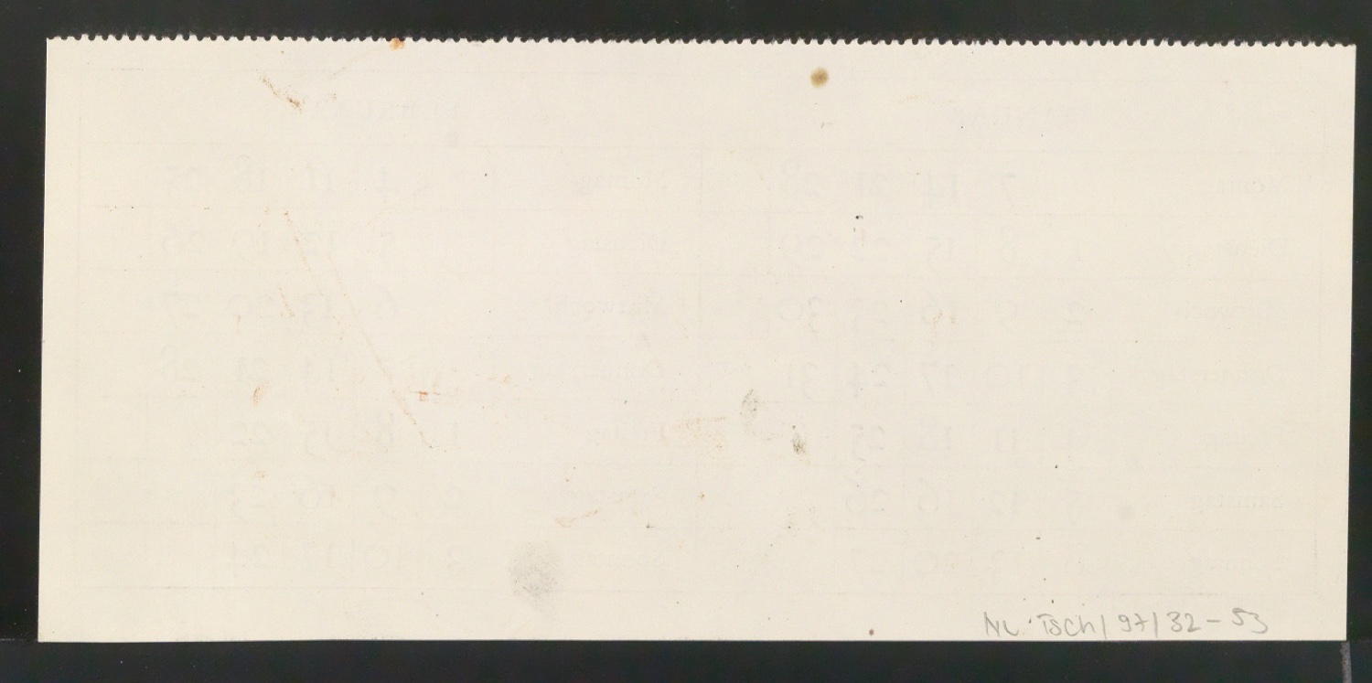 Mappe mit Vorarbeiten, Entwurfszeichnungen und Probedrucken zu Kalenderziffern — Blatt 106