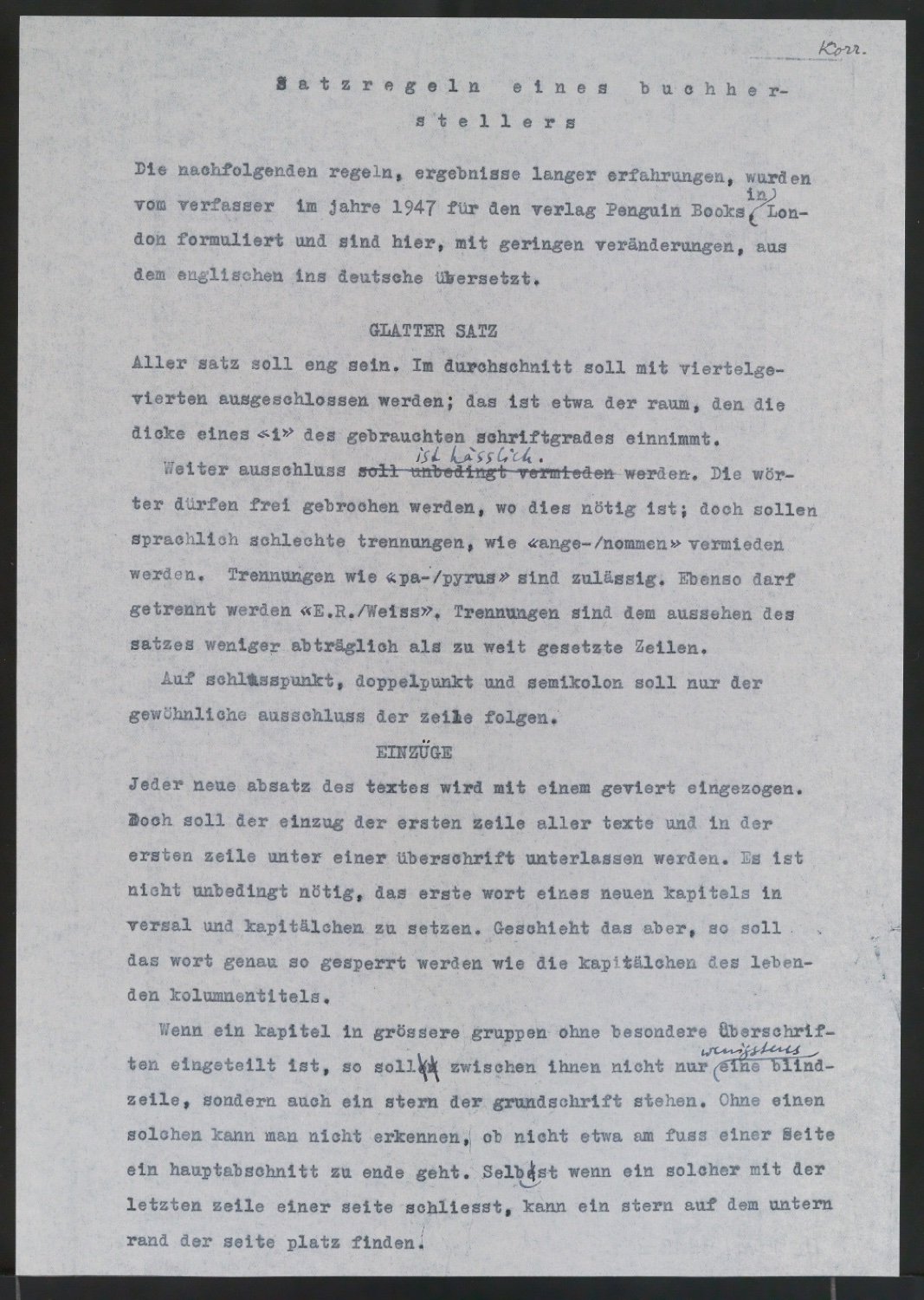 Vorarbeiten und Probedrucke für Im Dienste des Buches, Designing Books und I Bogens Tjeneste — Blatt 3