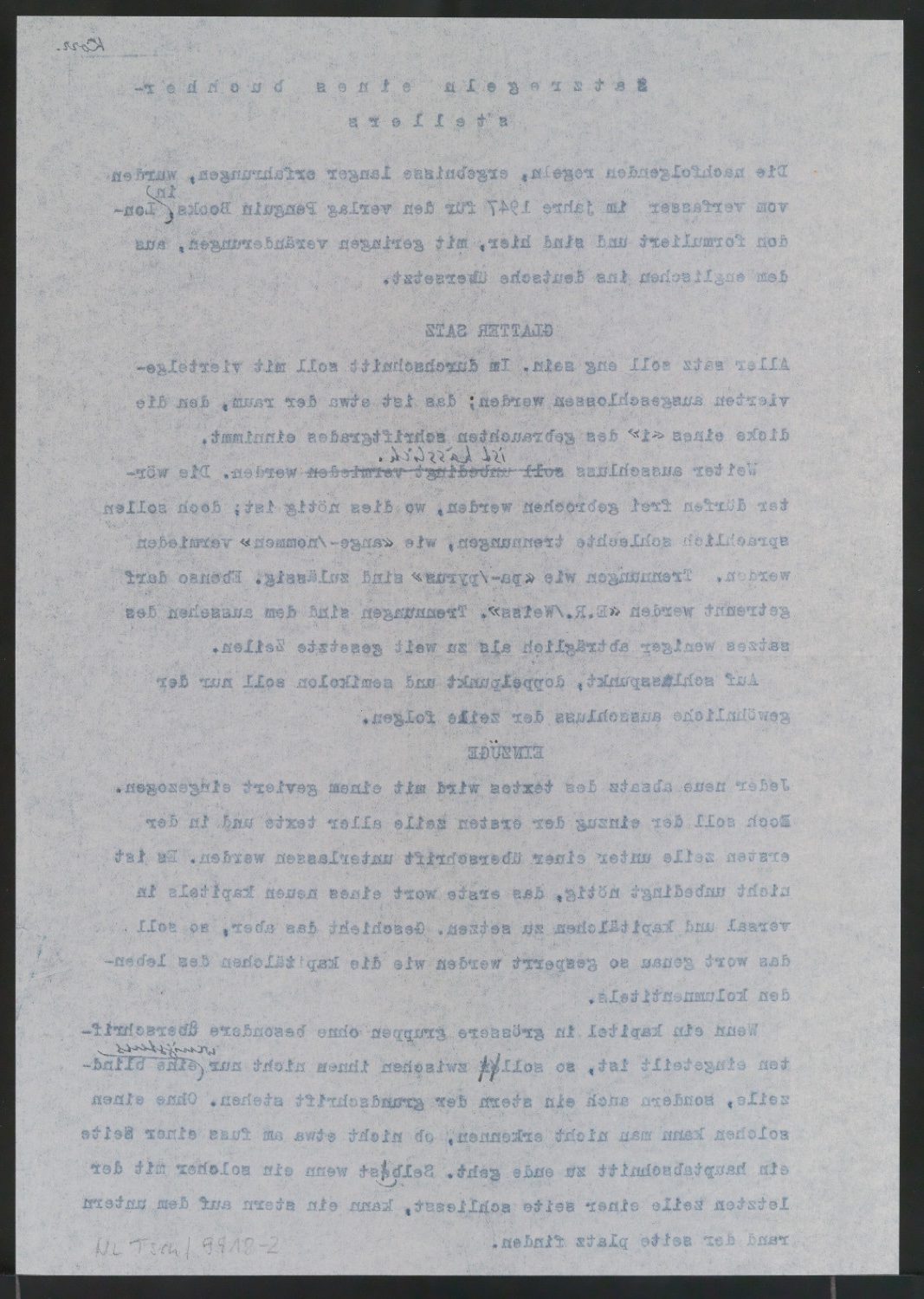 Vorarbeiten und Probedrucke für Im Dienste des Buches, Designing Books und I Bogens Tjeneste — Blatt 4