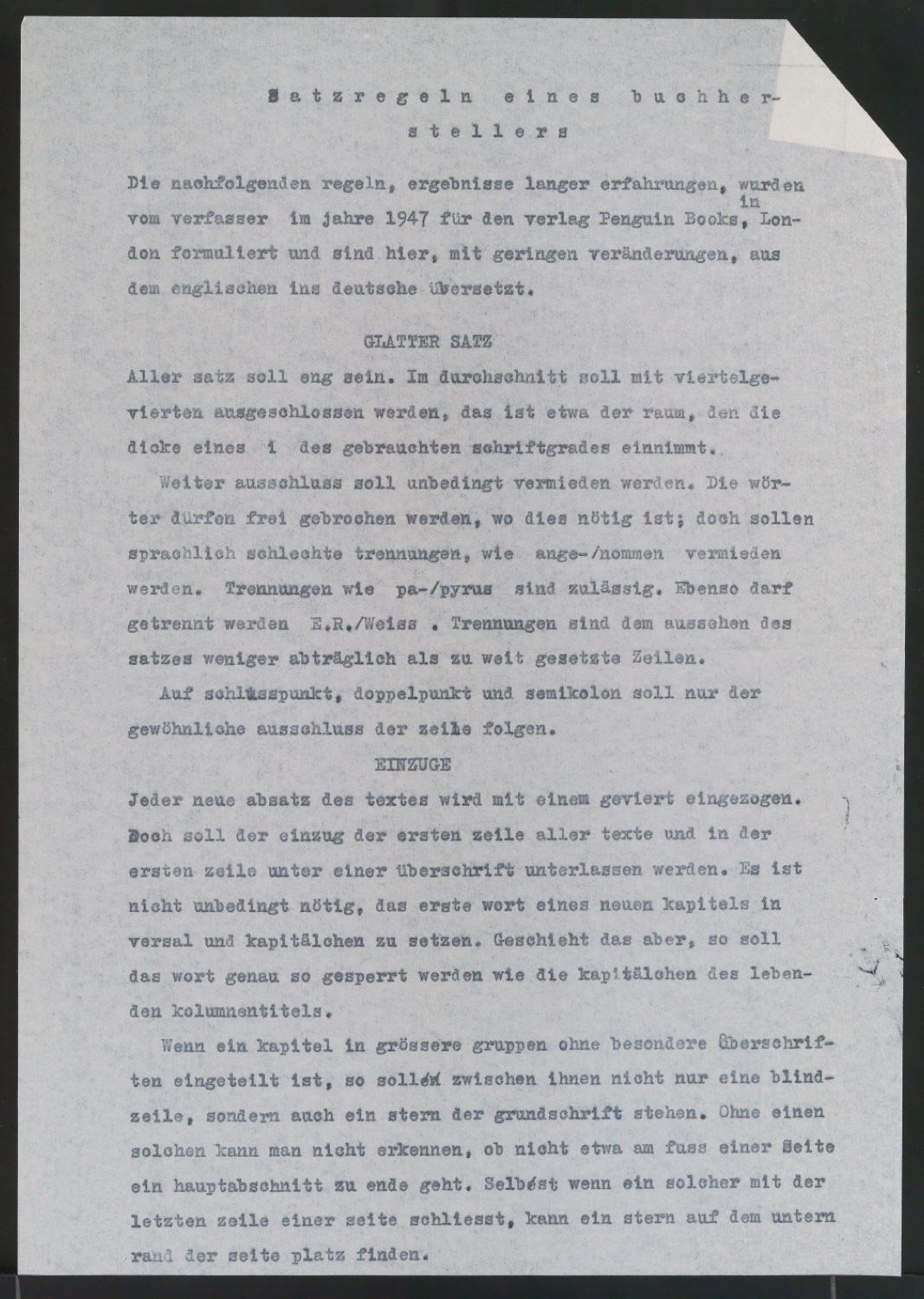 Vorarbeiten und Probedrucke für Im Dienste des Buches, Designing Books und I Bogens Tjeneste — Blatt 5