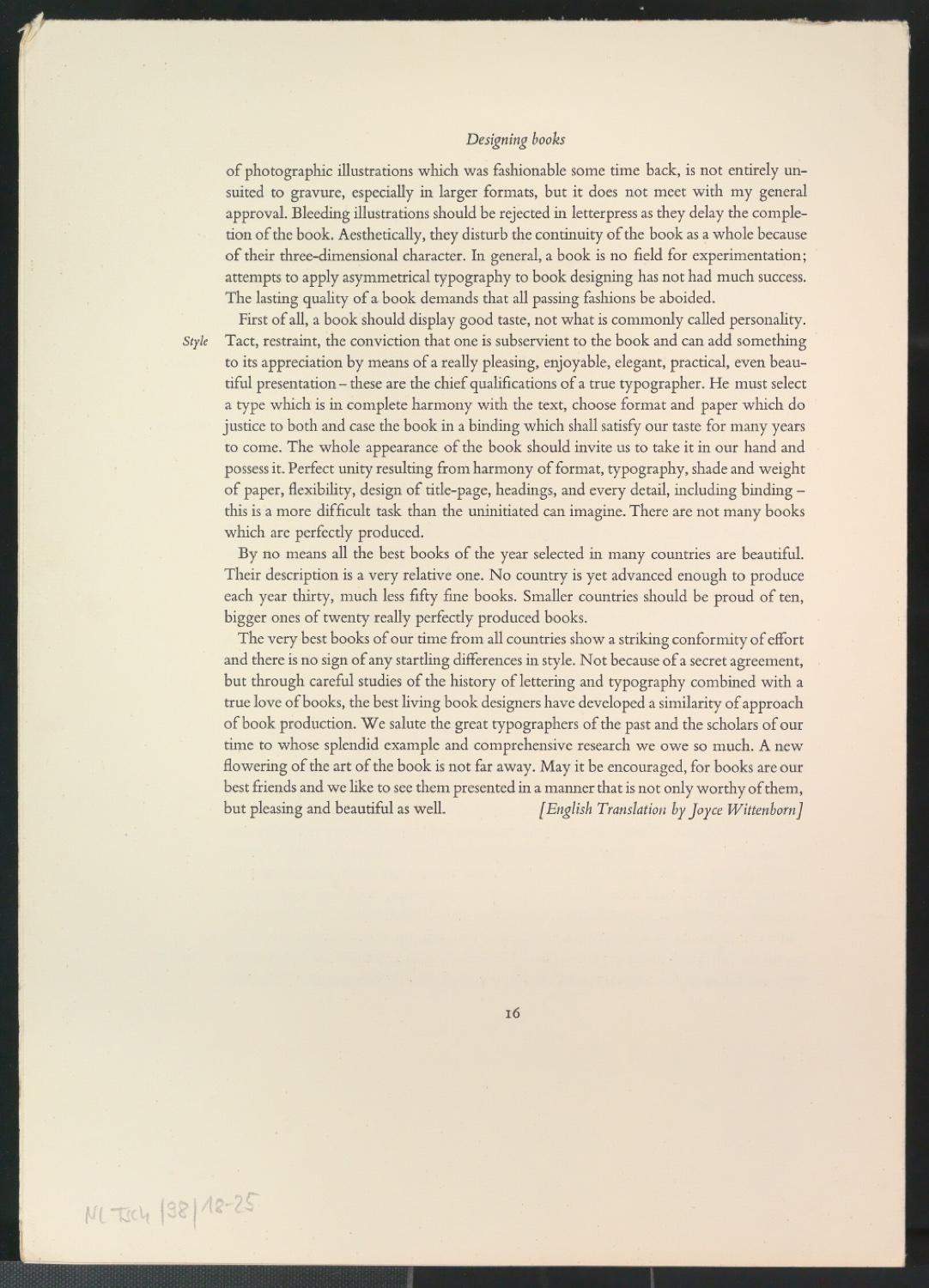 Vorarbeiten und Probedrucke für Im Dienste des Buches, Designing Books und I Bogens Tjeneste — Blatt 65