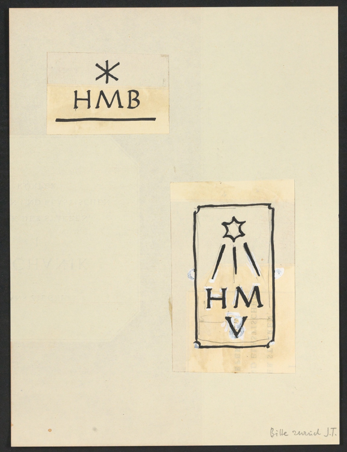 Entwürfe von Verlegermarken und Briefbogen für Verlag Heinrich Majer — Blatt 13