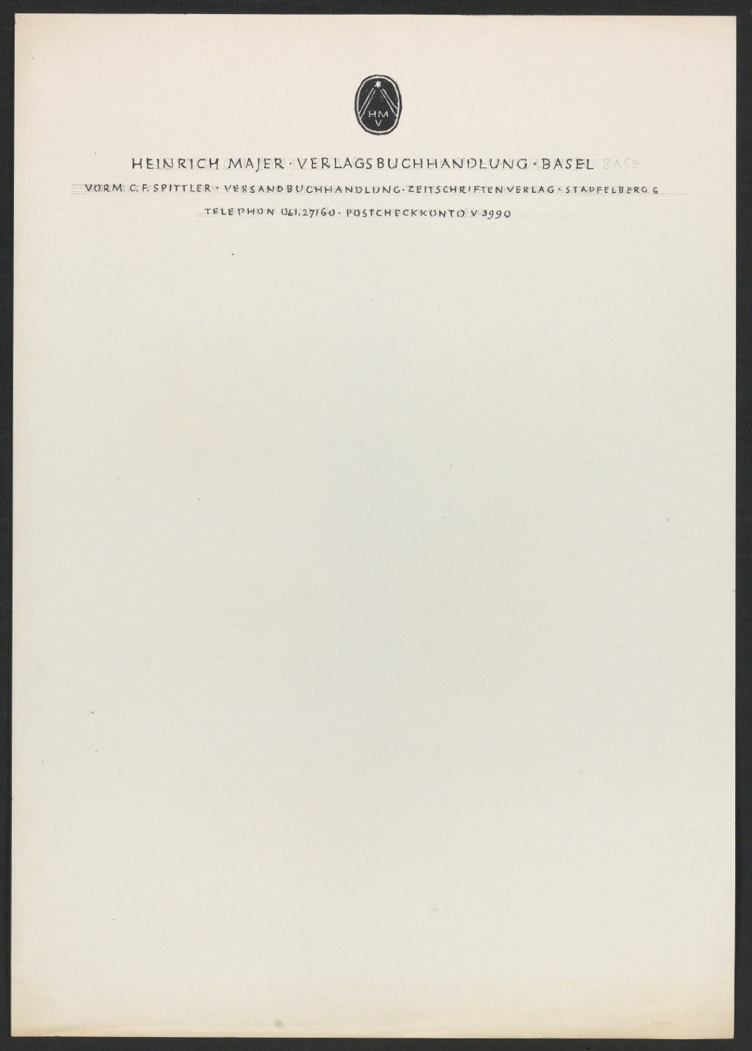 Entwürfe von Verlegermarken und Briefbogen für Verlag Heinrich Majer — Blatt 17