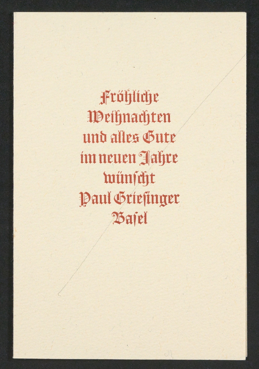 Probedrucke von Akzidenz und Neujahrswunsch für Antiquariat Bernhard Krohn, Paul Griesinger und Jan Tschichold — Blatt 1