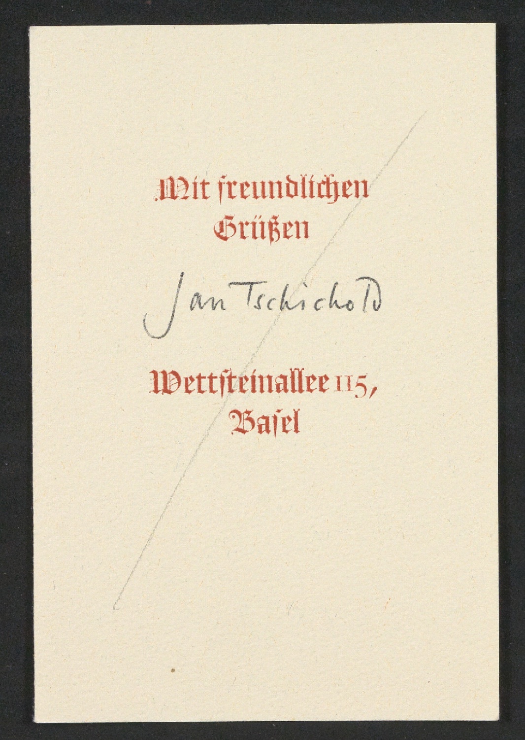 Probedrucke von Akzidenz und Neujahrswunsch für Antiquariat Bernhard Krohn, Paul Griesinger und Jan Tschichold — Blatt 4