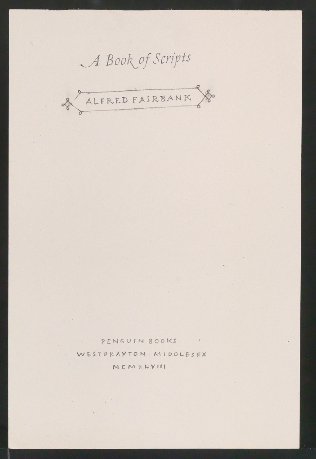 Entwürfe für das Titelblatt von A Book of Scripts — Blatt 1