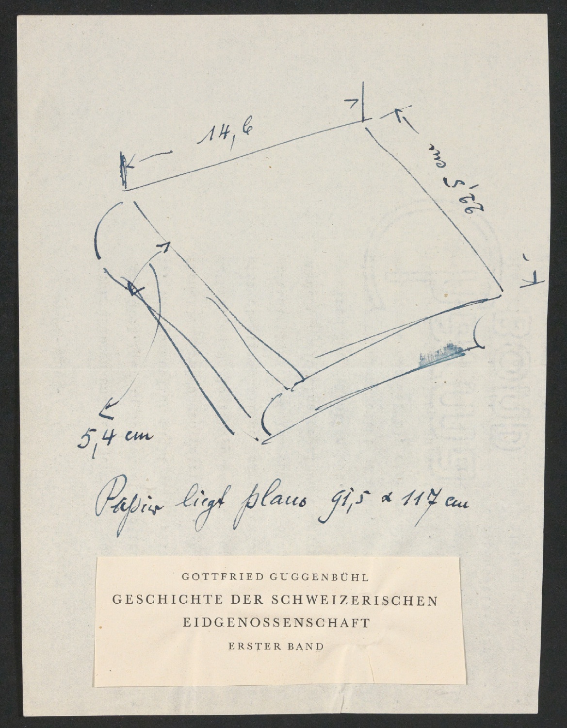 Entwurf und Korrekturfahne für den Schutzumschlag von Geschichte der Schweizerischen Eidgenossenschaft — Blatt 1