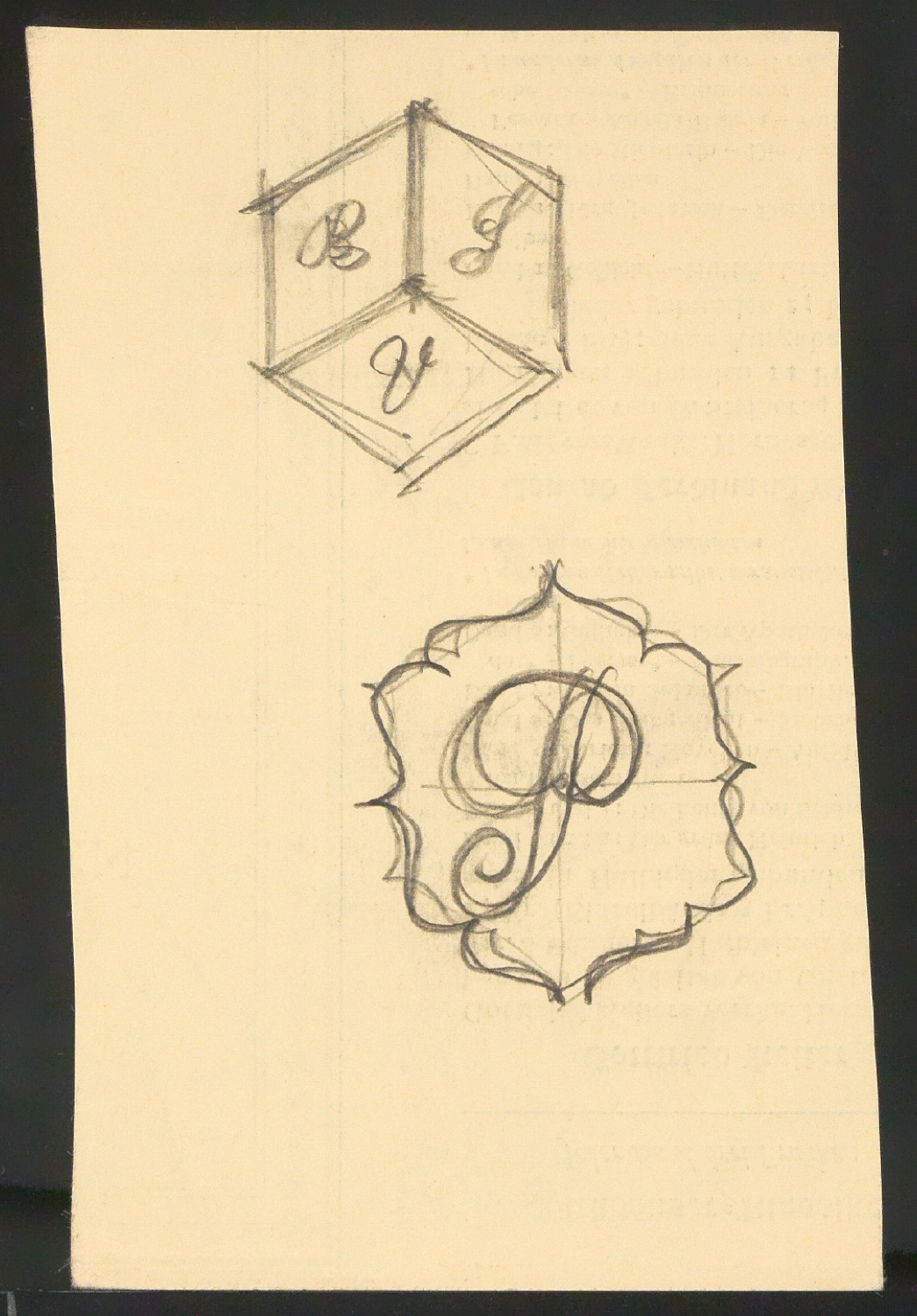 Typografische Entwürfe von unbekannten Buchtsabenkürzeln — Blatt 1
