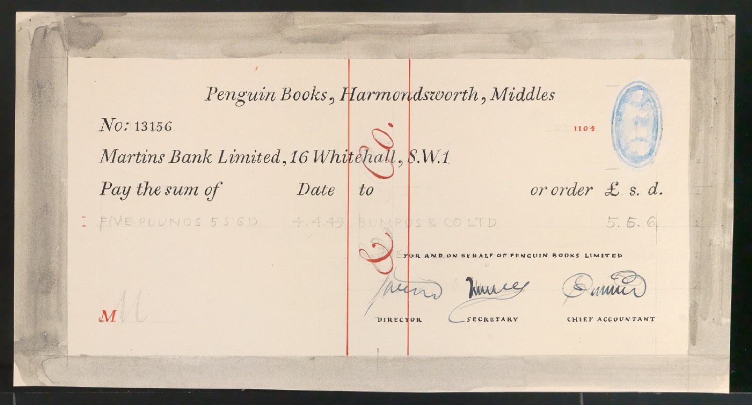 Entwürfe für einen Scheck für Penguin Books — Blatt 3