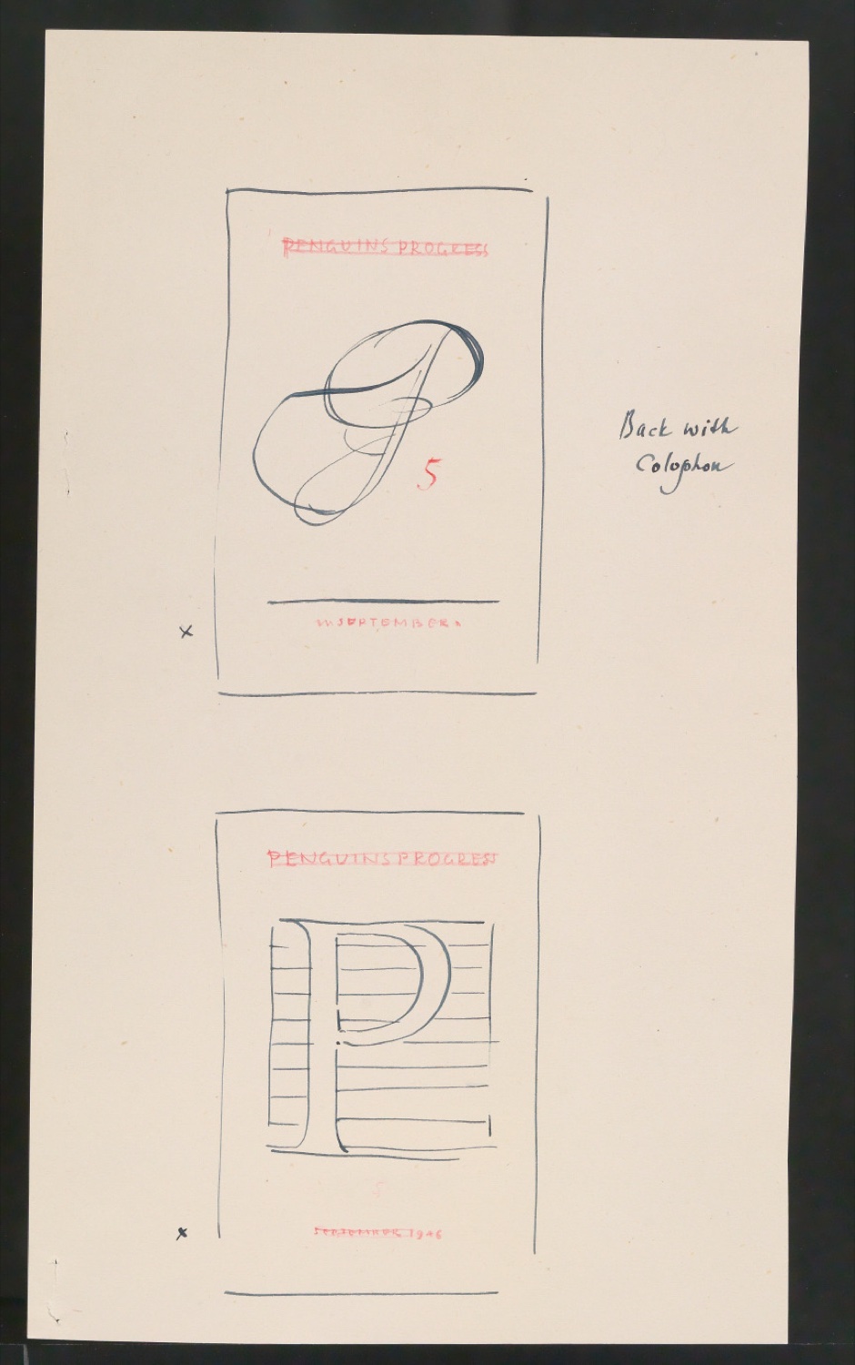 Entwürfe der Typographie für den Umschlag von Penguins Progress Volume 5 — Blatt 5