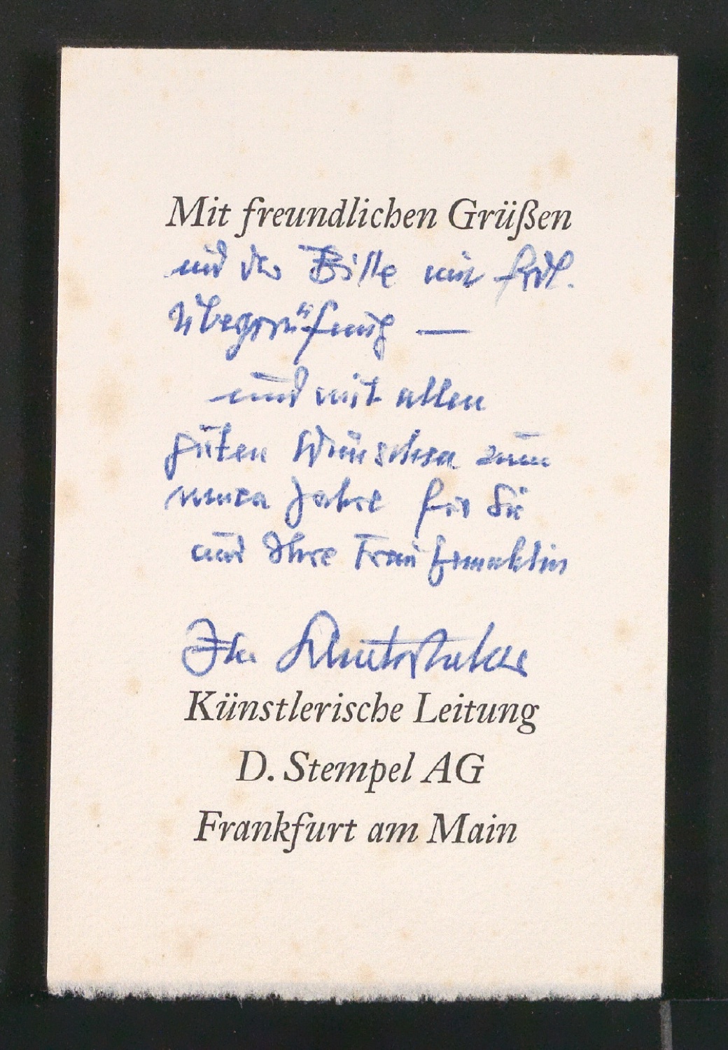 Probedrucke von Neujahrswünschen für verschiedene Auftraggeber — Blatt 39