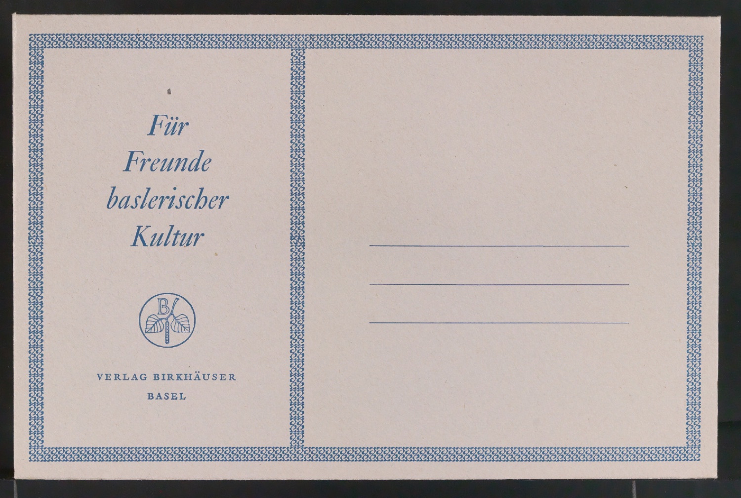 Konvolut Geschäftsdrucksachen für Birkhäuser — Blatt 9