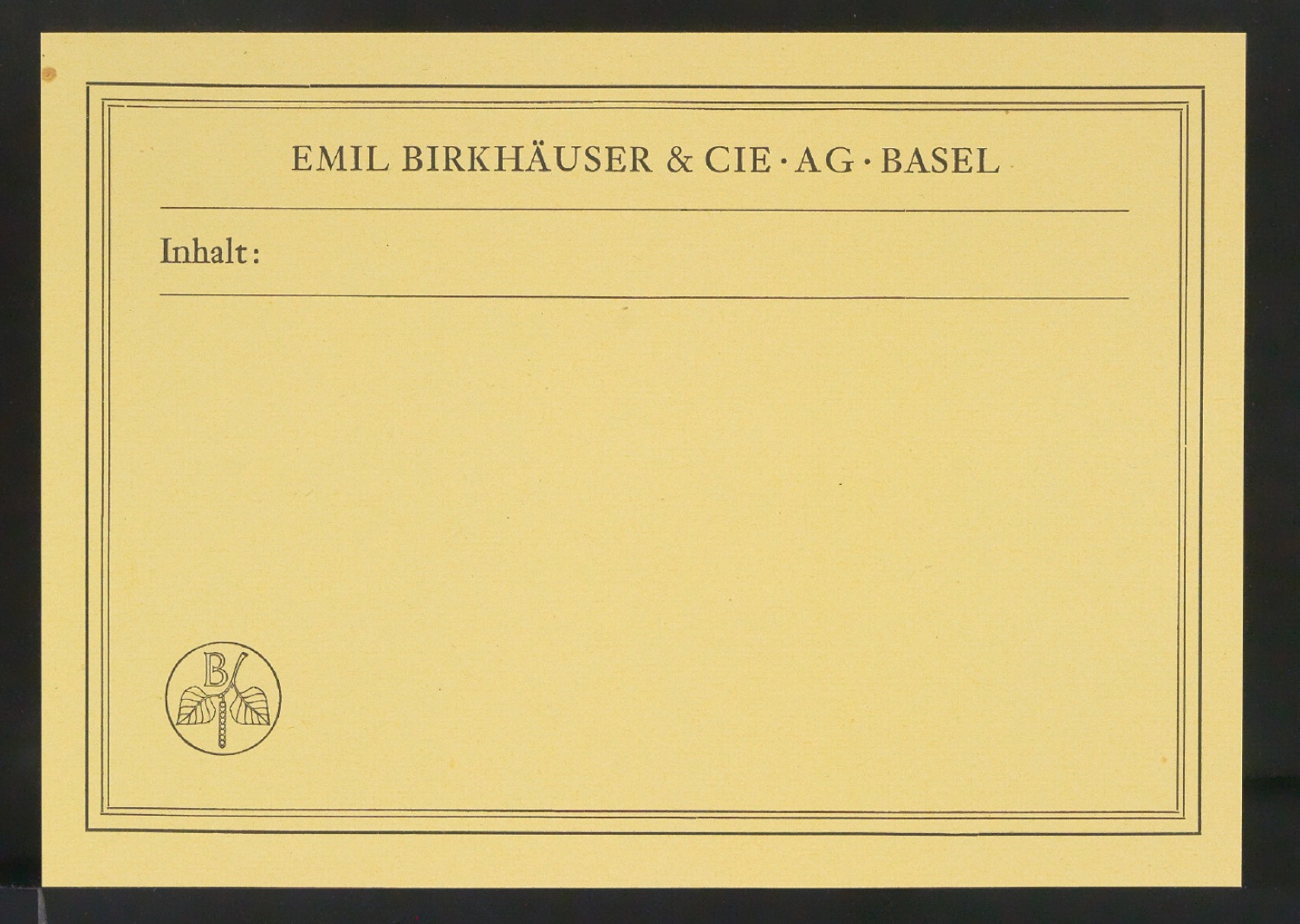 Konvolut Geschäftsdrucksachen für Birkhäuser — Blatt 23
