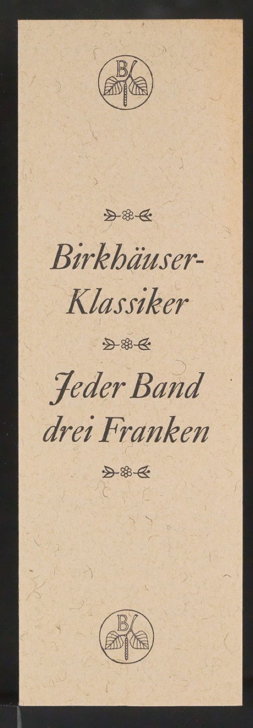 Konvolut Werbebeilagen für Birkhäuser — Blatt 5