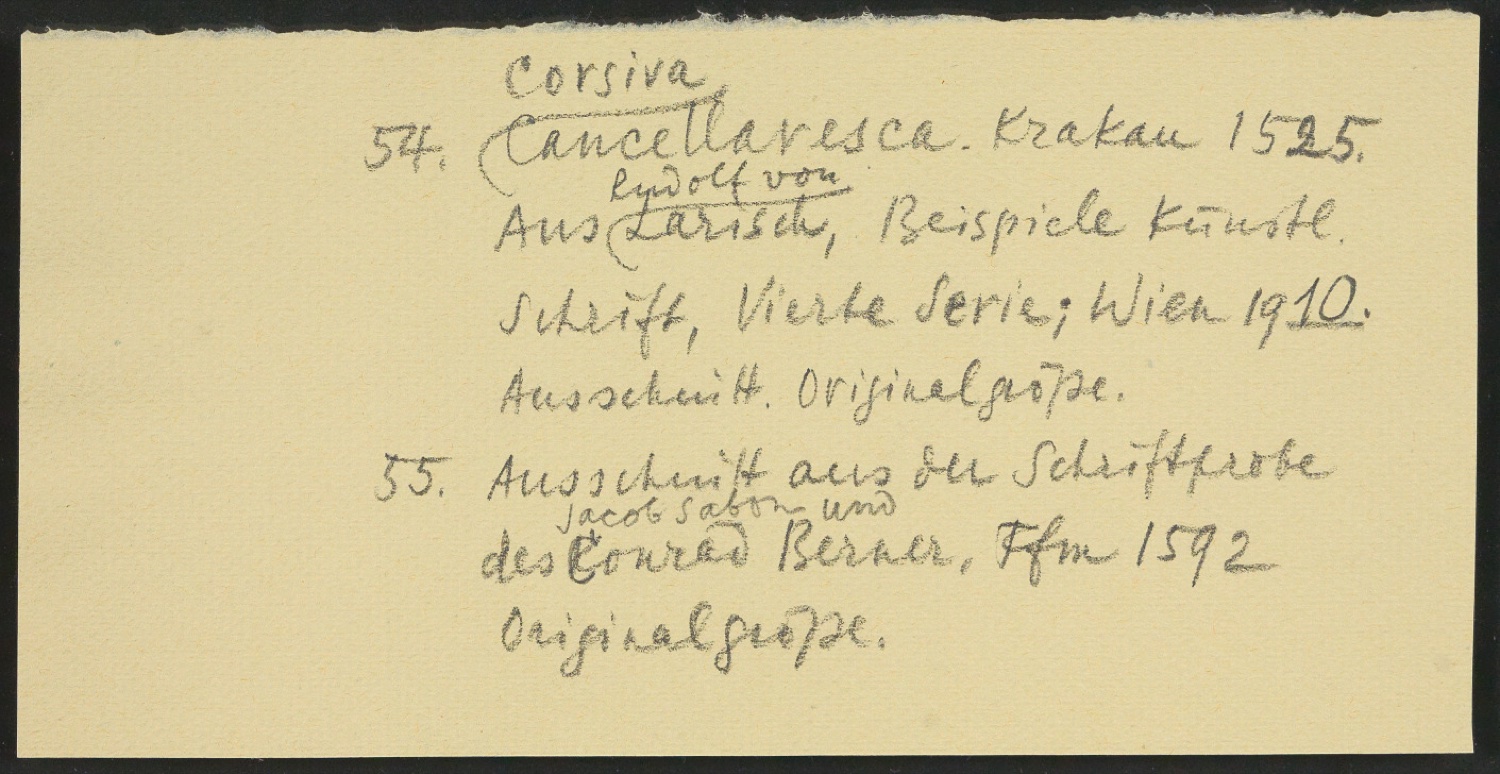 Notizen für Text und Entwurf für Schutzumschlag von Geschichte der Schrift in Bildern, 1. Auflage — Blatt 18