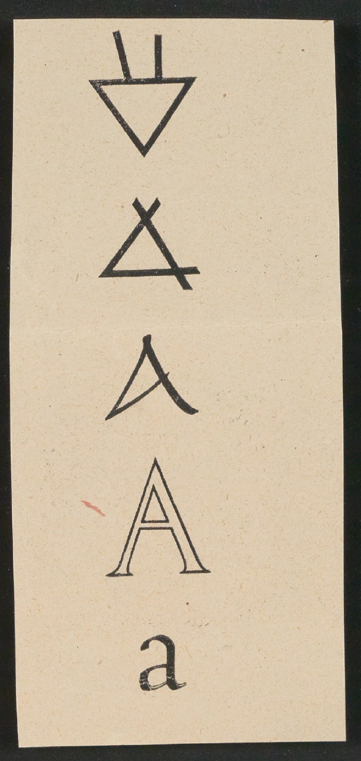 Notizen für Text und Entwurf für Schutzumschlag von Geschichte der Schrift in Bildern, 1. Auflage — Blatt 38