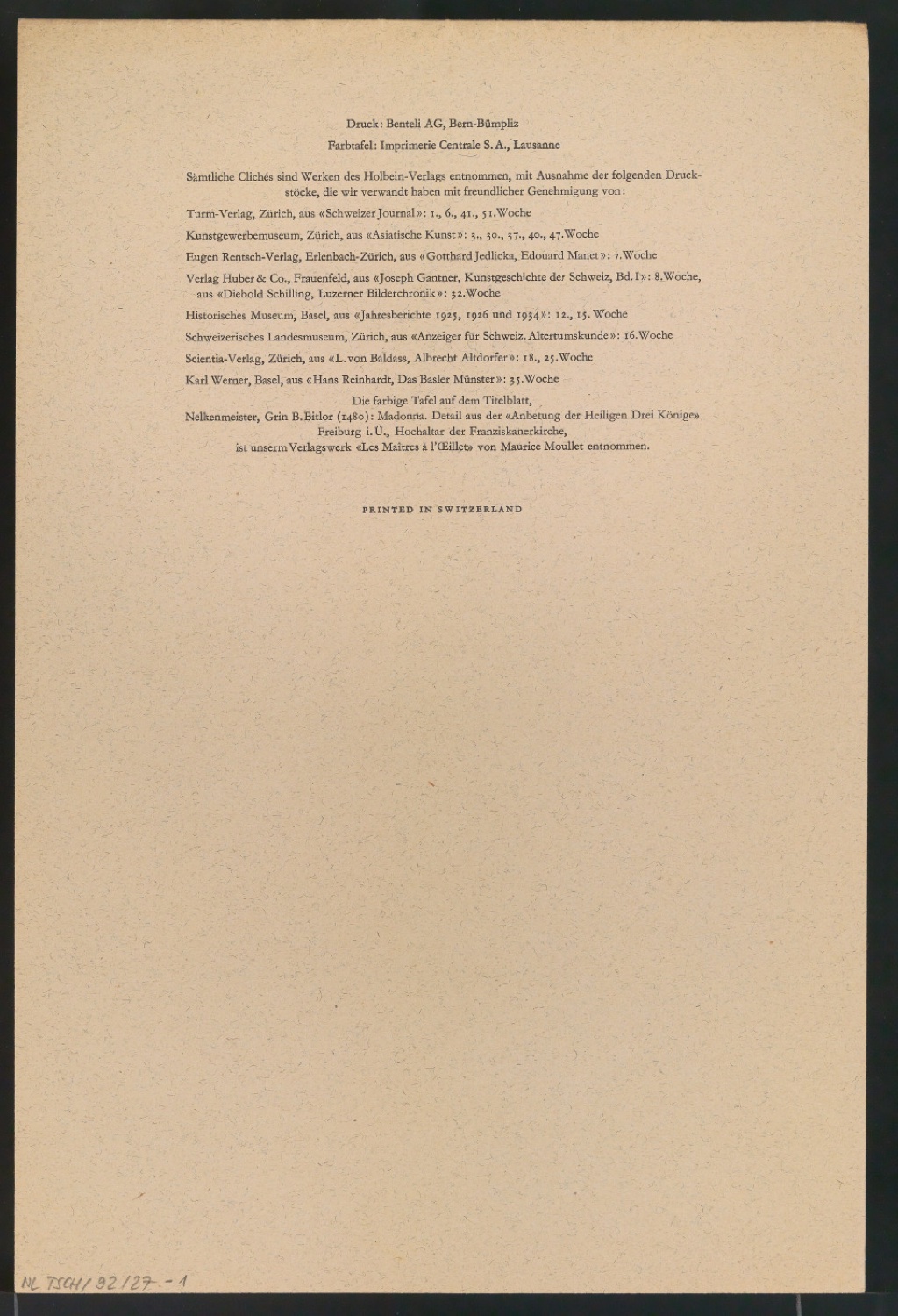 Ausschnitte aus Kunstkalendern des Holbein-Verlag — Blatt 10