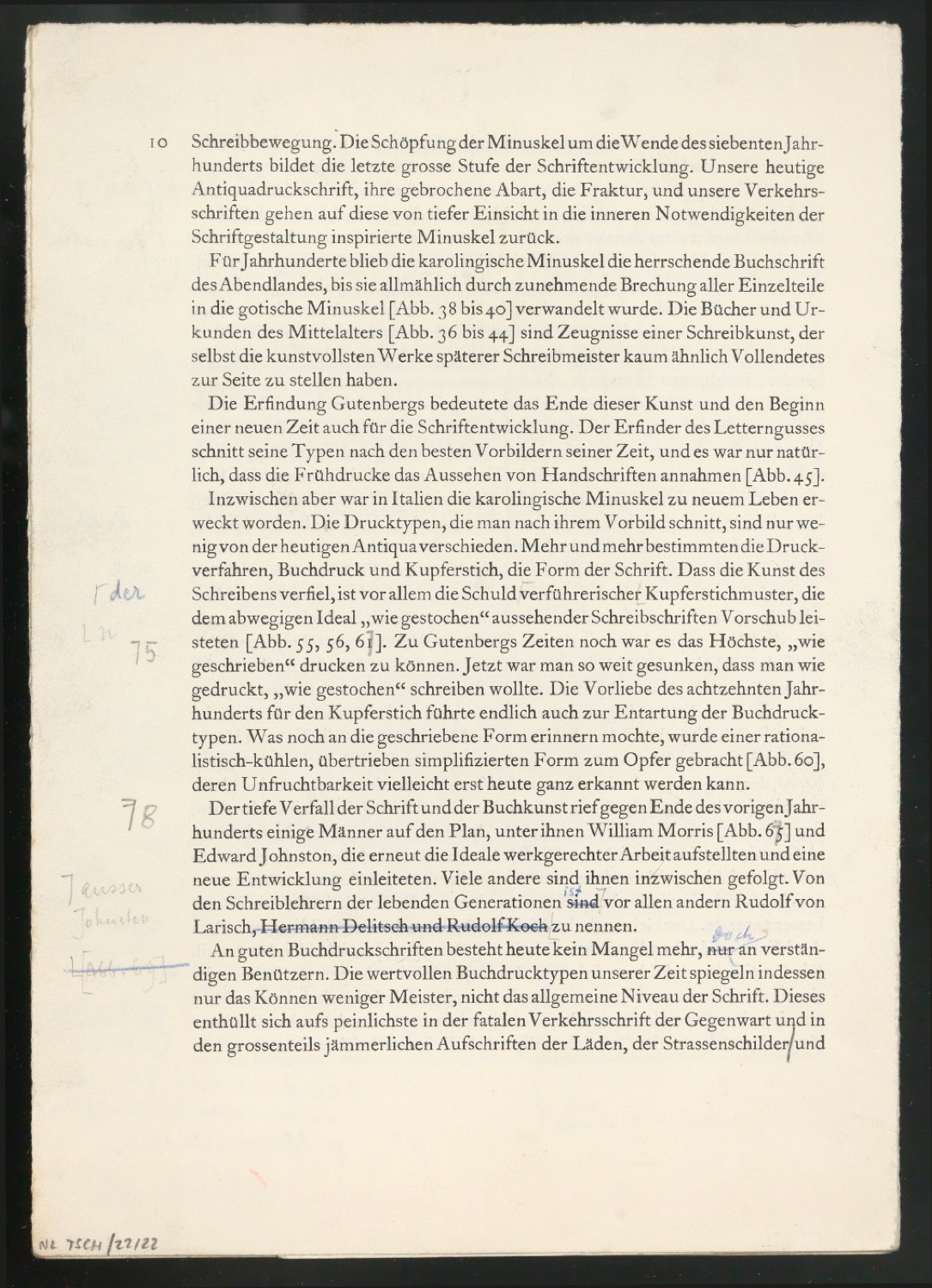 Montierte Entwürfe und korrigierte Seiten für Text und Schutzumschlag von Geschichte der Schrift in Bildern, 2. Auflage — Blatt 10