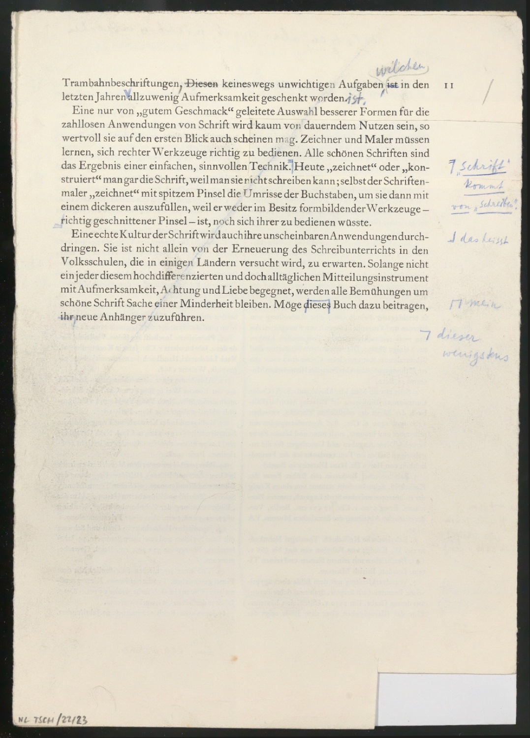 Montierte Entwürfe und korrigierte Seiten für Text und Schutzumschlag von Geschichte der Schrift in Bildern, 2. Auflage — Blatt 12