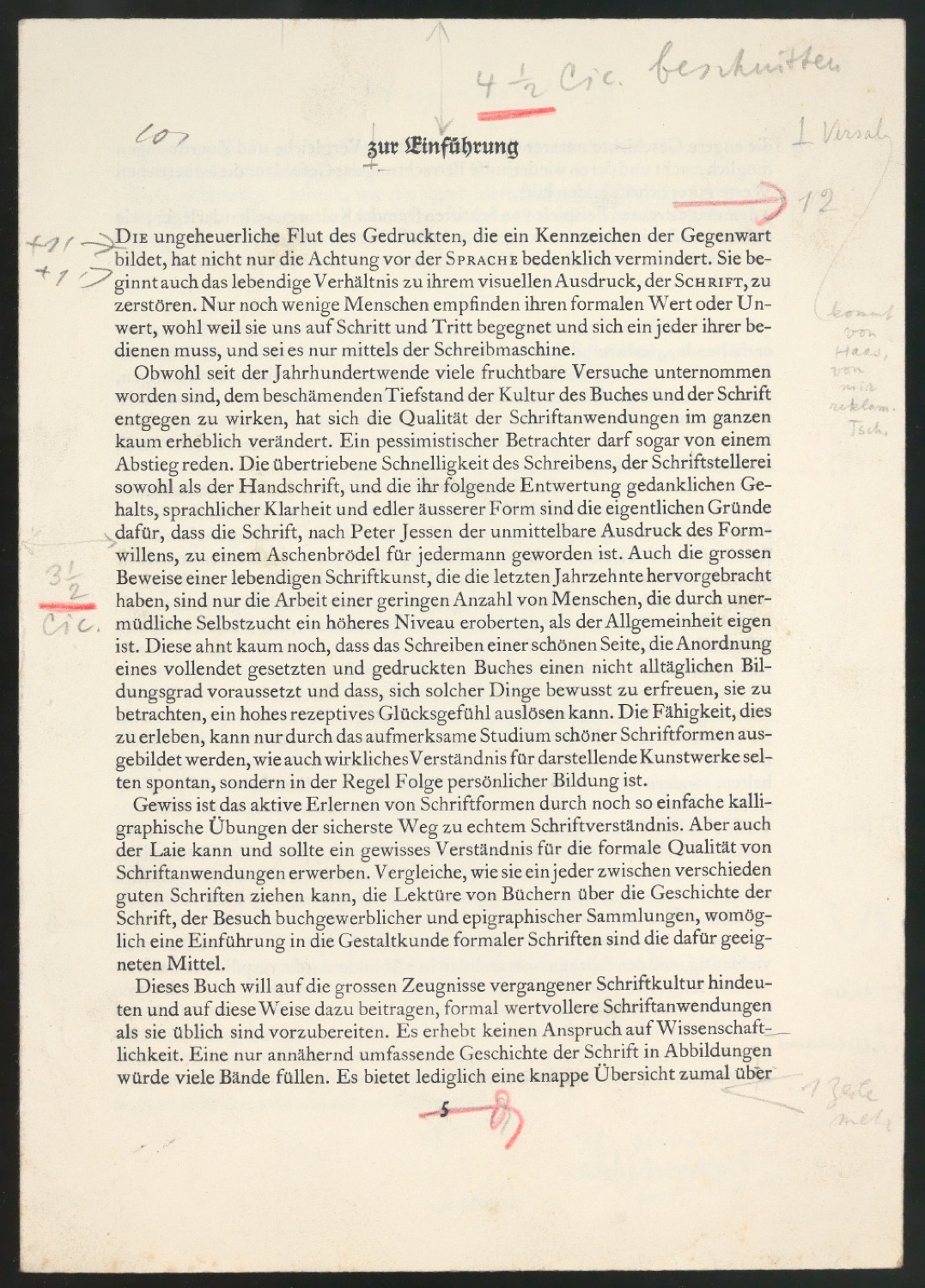 Montierte Entwürfe und korrigierte Seiten für Text und Schutzumschlag von Geschichte der Schrift in Bildern, 2. Auflage — Blatt 27