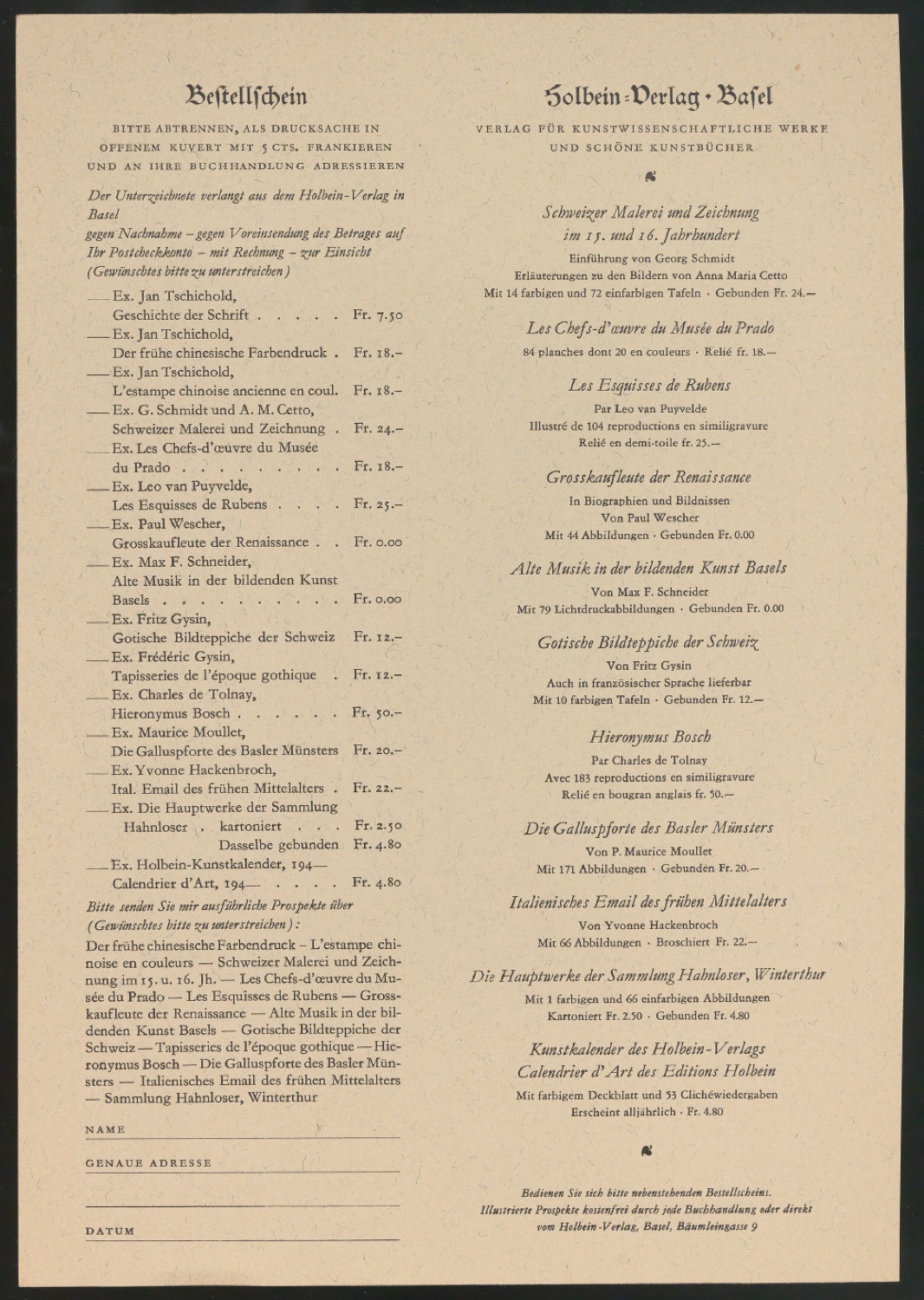 Montierte Entwürfe und korrigierte Seiten für Text und Schutzumschlag von Geschichte der Schrift in Bildern, 2. Auflage — Blatt 39