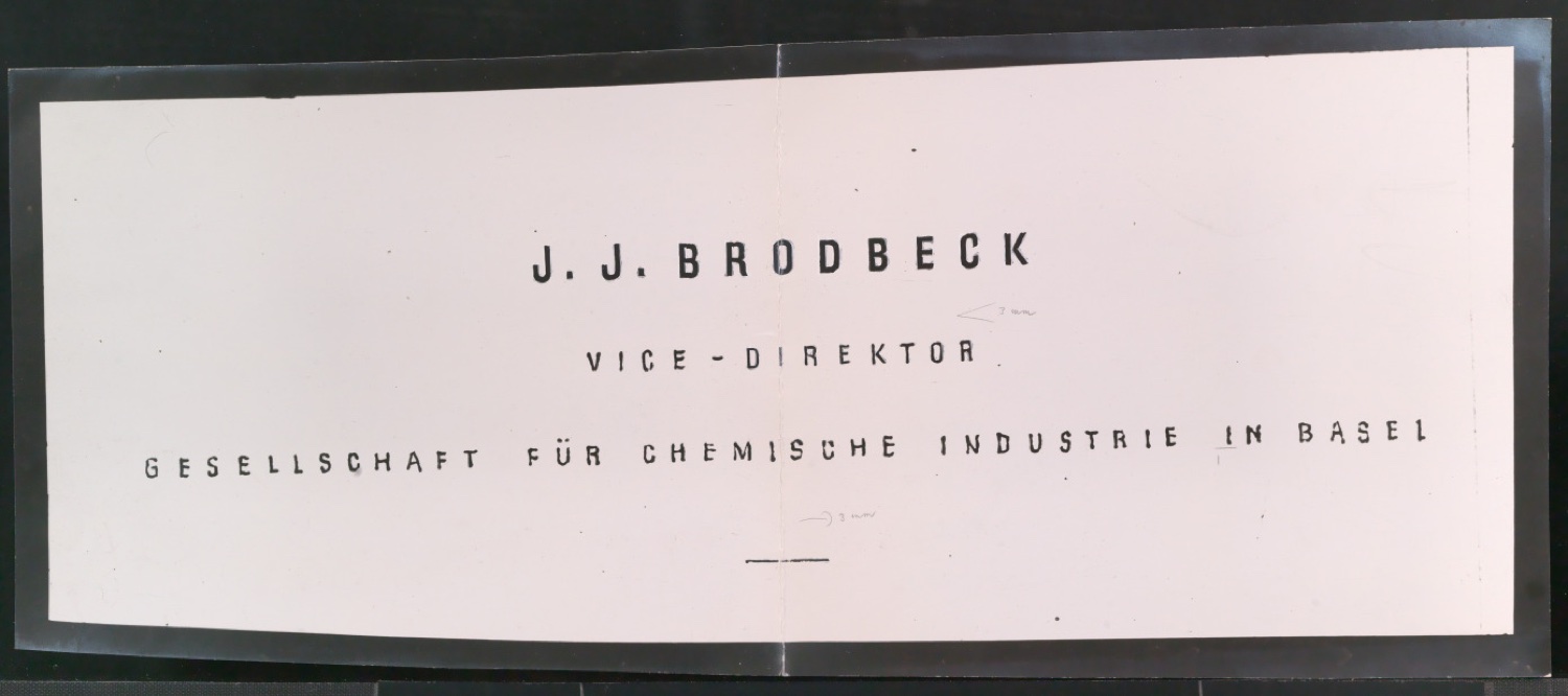 Entwurfszeichnung und vergrößerte Reproduktion von Briefbogen für J. J. Brodbeck Vice-Director — Blatt 3