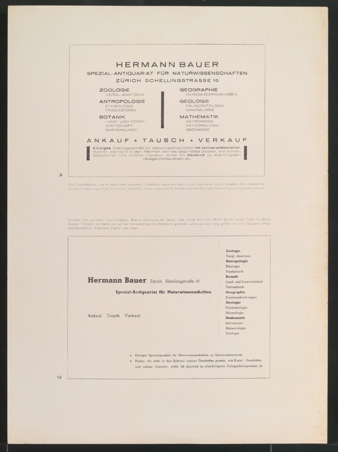 Entwürfe und Probedrucke für die Beilage zum Artikel Von schlechter und guter Typographie — Blatt 17