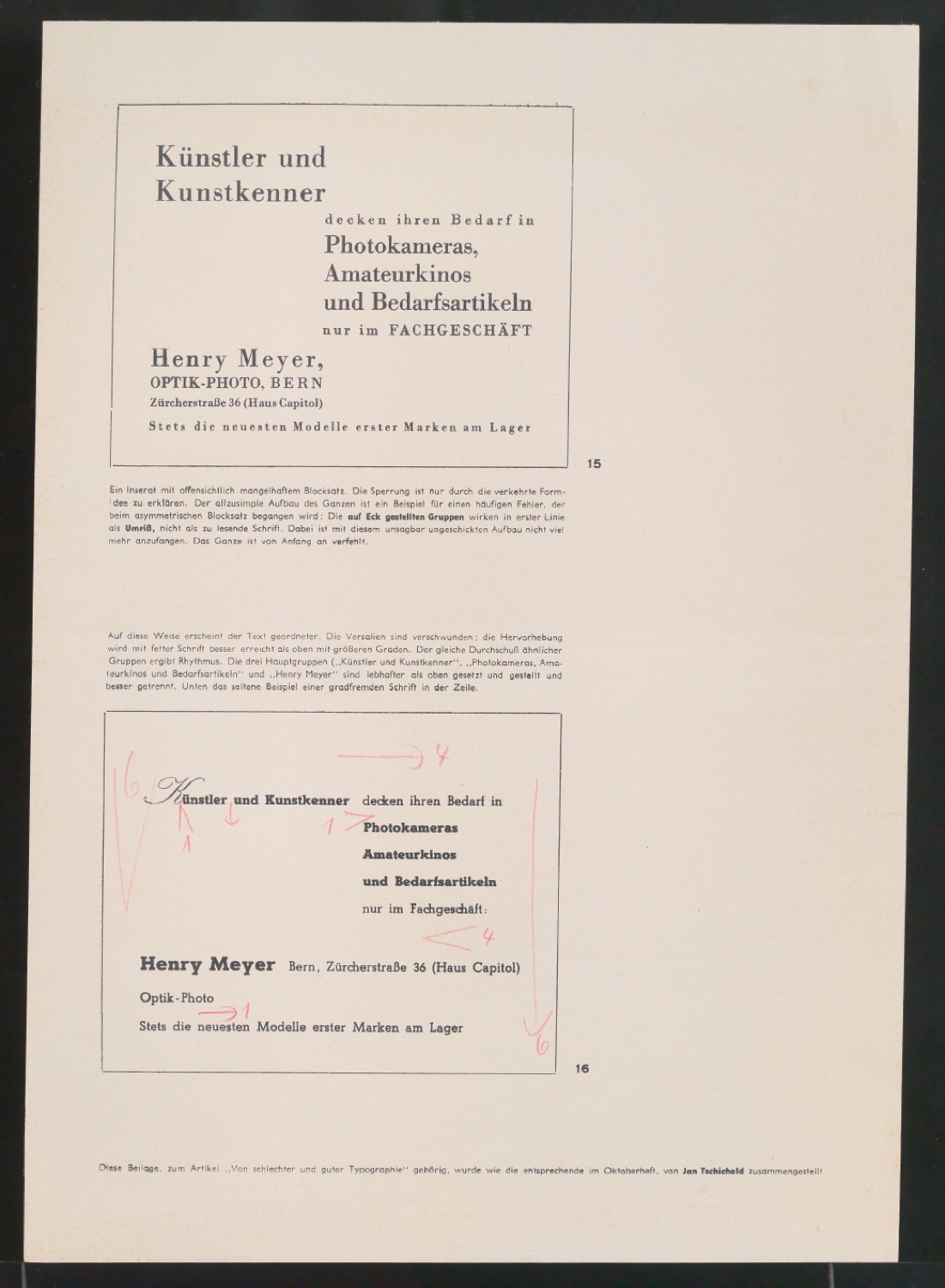 Entwürfe und Probedrucke für die Beilage zum Artikel Von schlechter und guter Typographie — Blatt 21