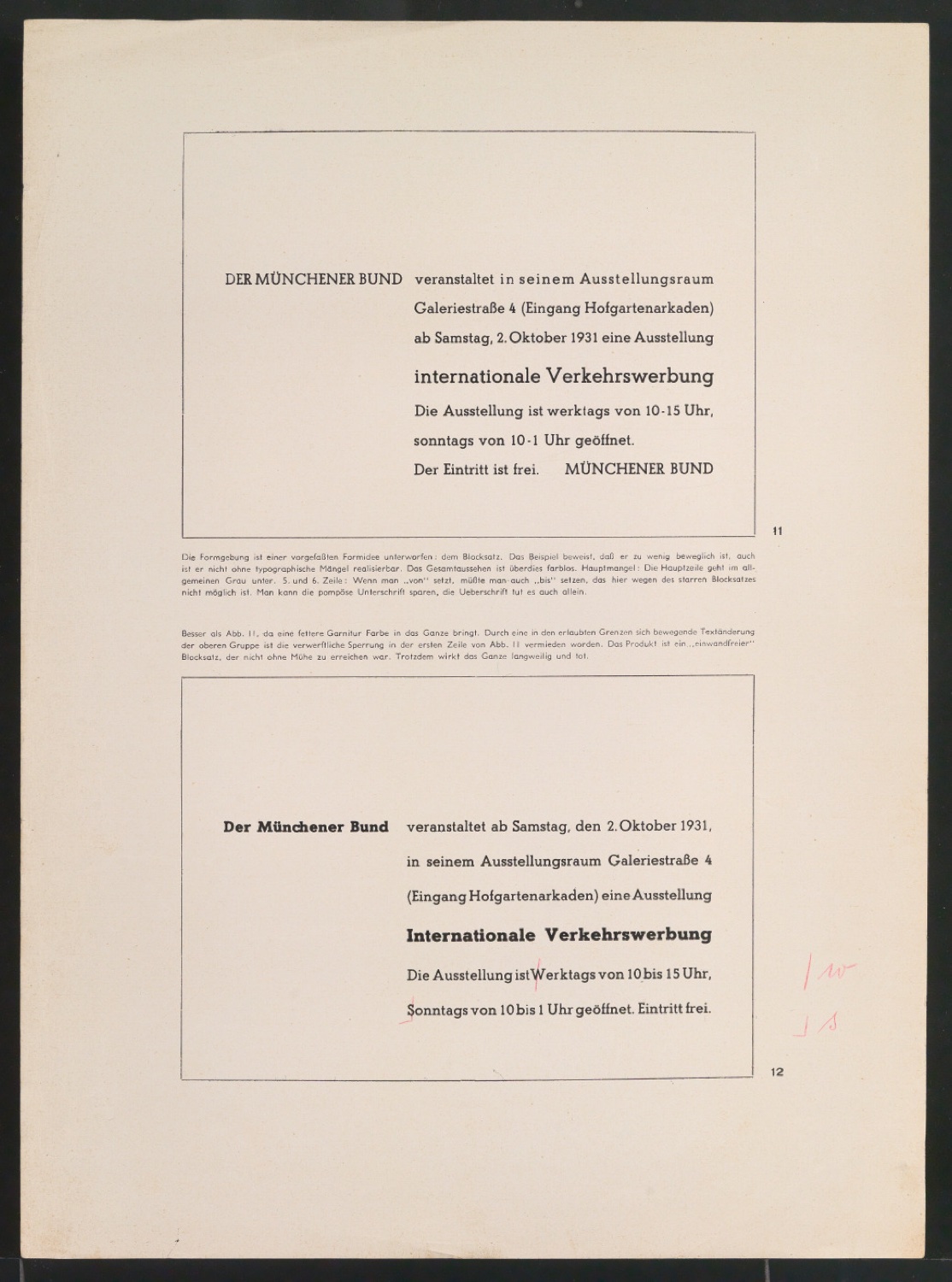 Entwürfe und Probedrucke für die Beilage zum Artikel Von schlechter und guter Typographie — Blatt 27