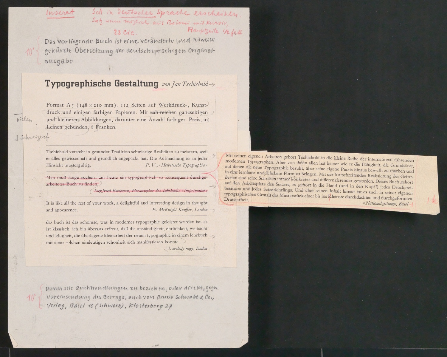 Blattsammlung von Gebrauchsgrafik und Entwurfszeichnungen für Illustrationen für Typografisk gestaltning — Blatt 11