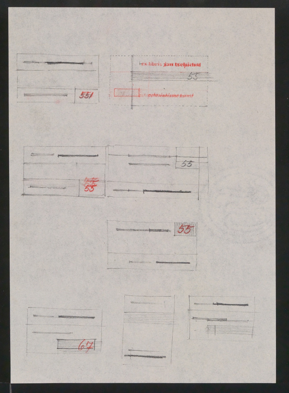 Blattsammlung von Gebrauchsgrafik und Entwurfszeichnungen für Illustrationen für Typografisk gestaltning — Blatt 40