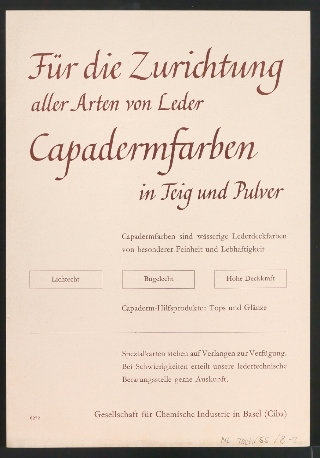 Probedrucke und Korrekturfahnen von Handzetteln für die Ciba — Blatt 4