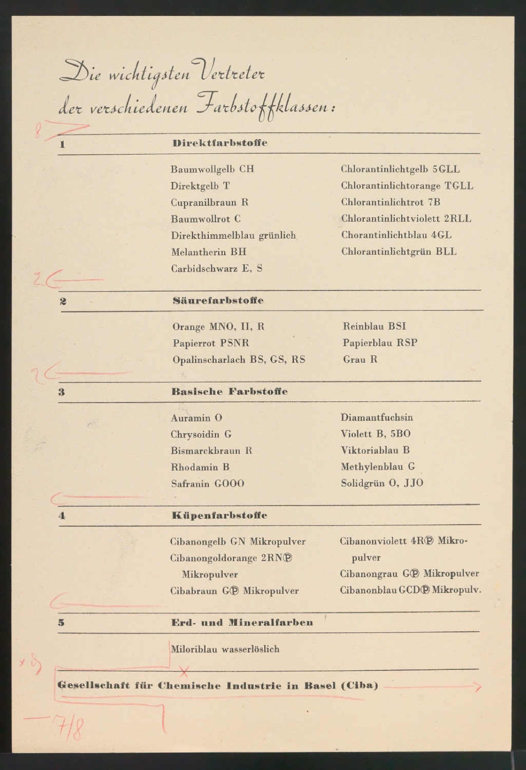 Probedrucke und Korrekturfahnen von Handzetteln für die Ciba — Blatt 11