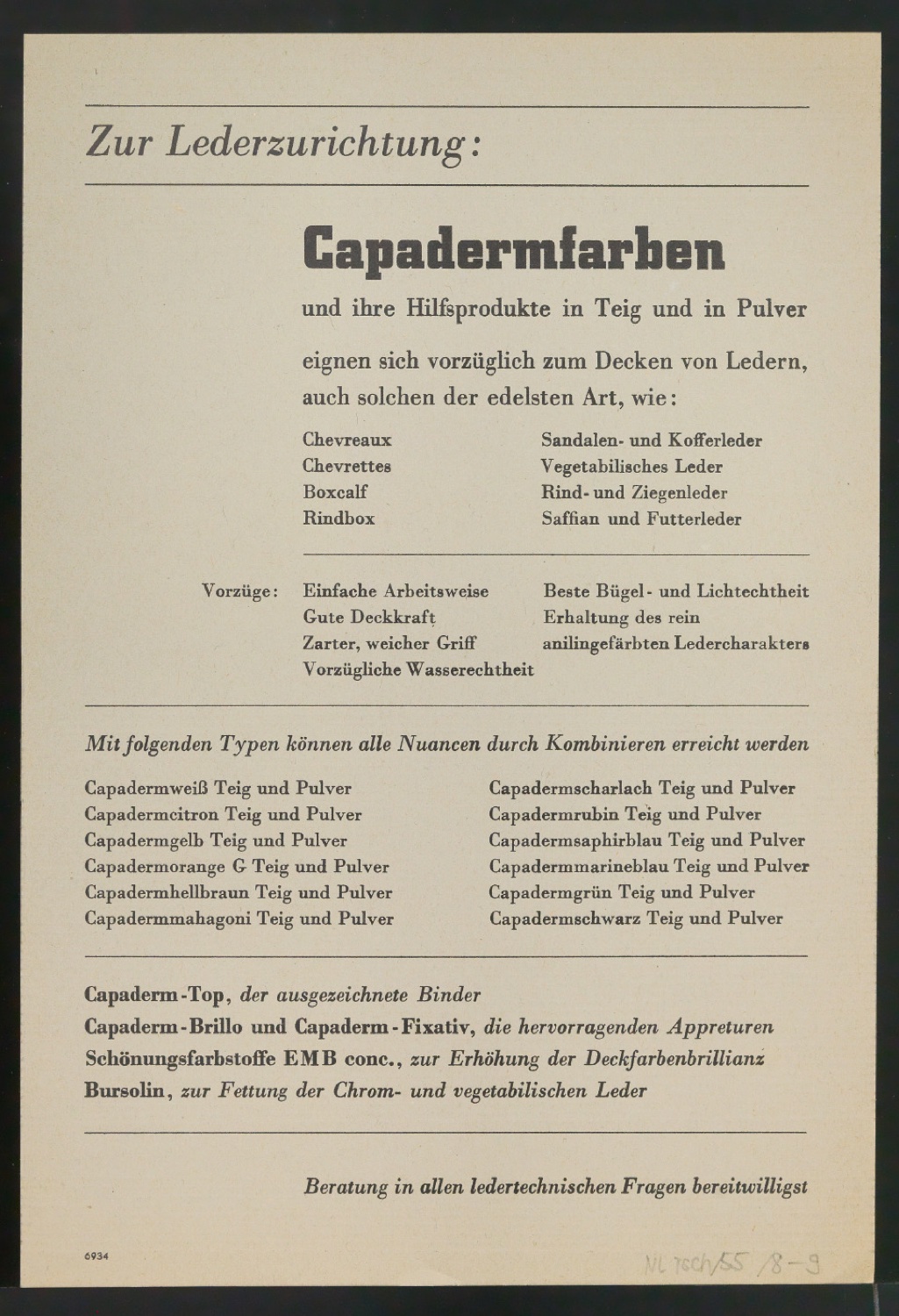 Probedrucke und Korrekturfahnen von Handzetteln für die Ciba — Blatt 17
