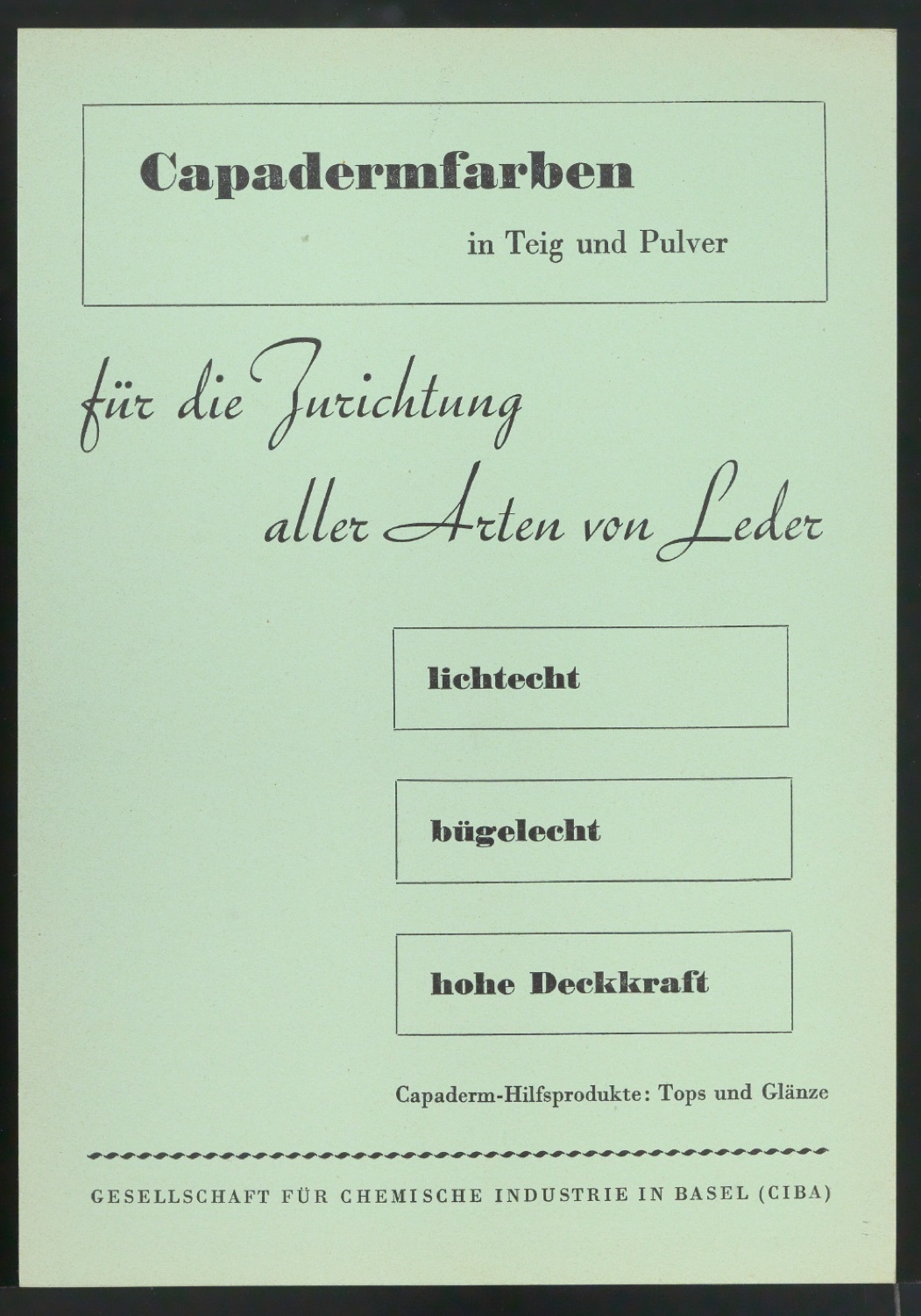 Probedrucke und Korrekturfahnen von Handzetteln für die Ciba — Blatt 22