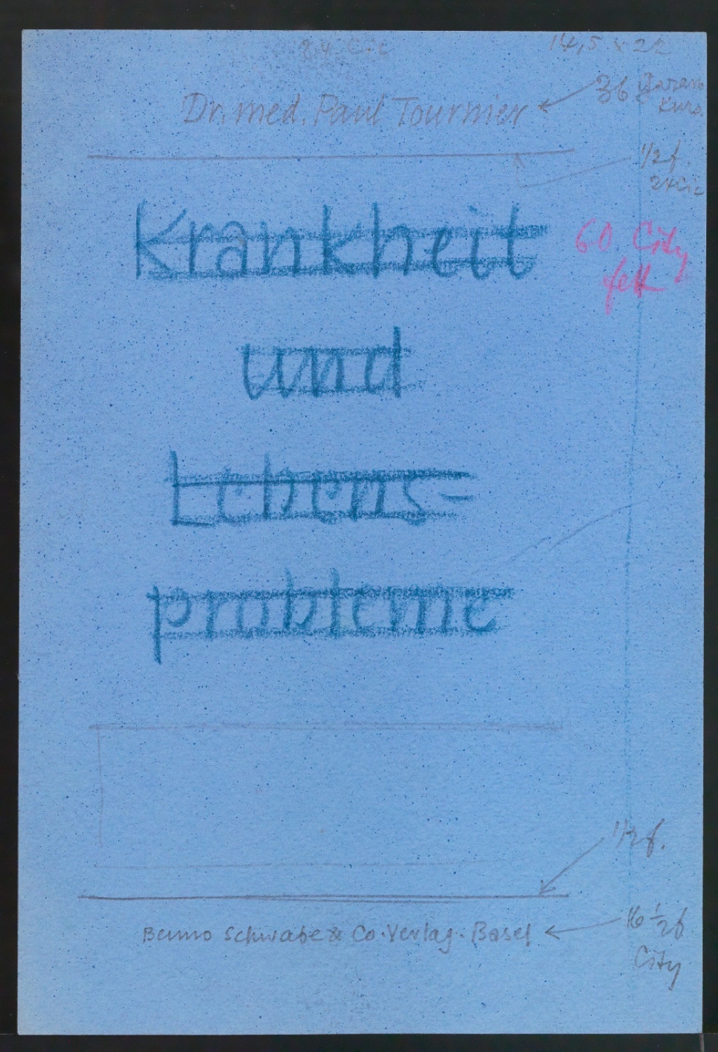 Entwurfszeichnungen von Titelblättern für Benno Schwabe & Co und Entwurfszeichnung für Plakat Kunstmuseum Bern — Blatt 7