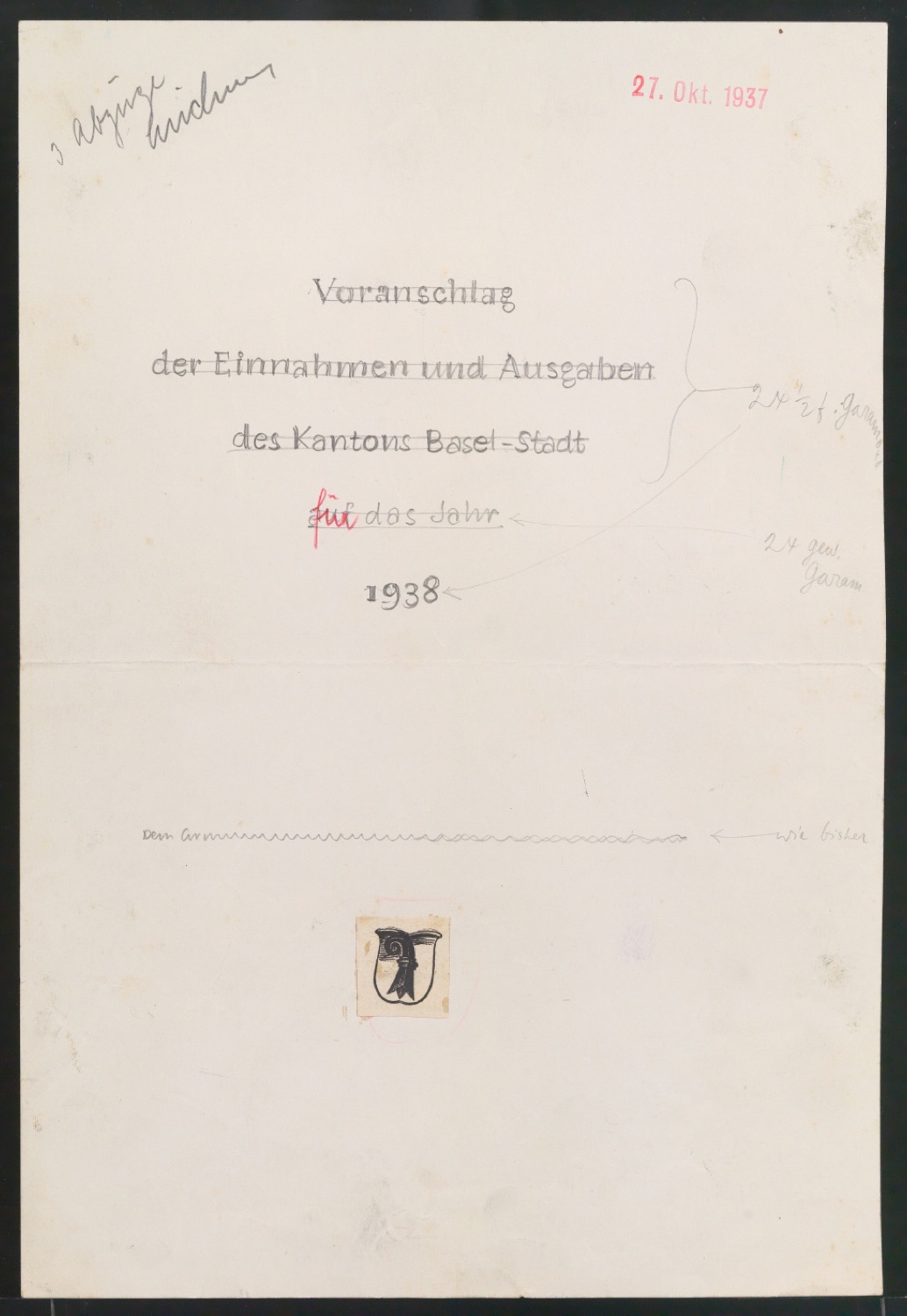 Entwurfszeichnungen von Titelblättern für Benno Schwabe & Co und Entwurfszeichnung für Plakat Kunstmuseum Bern — Blatt 17