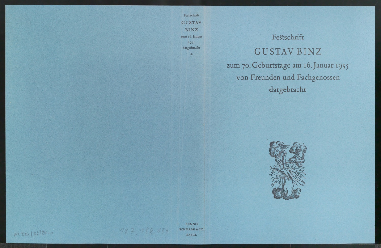 Probedrucke von Schutzumschlägen für Benno Schwabe & Co — Blatt 1