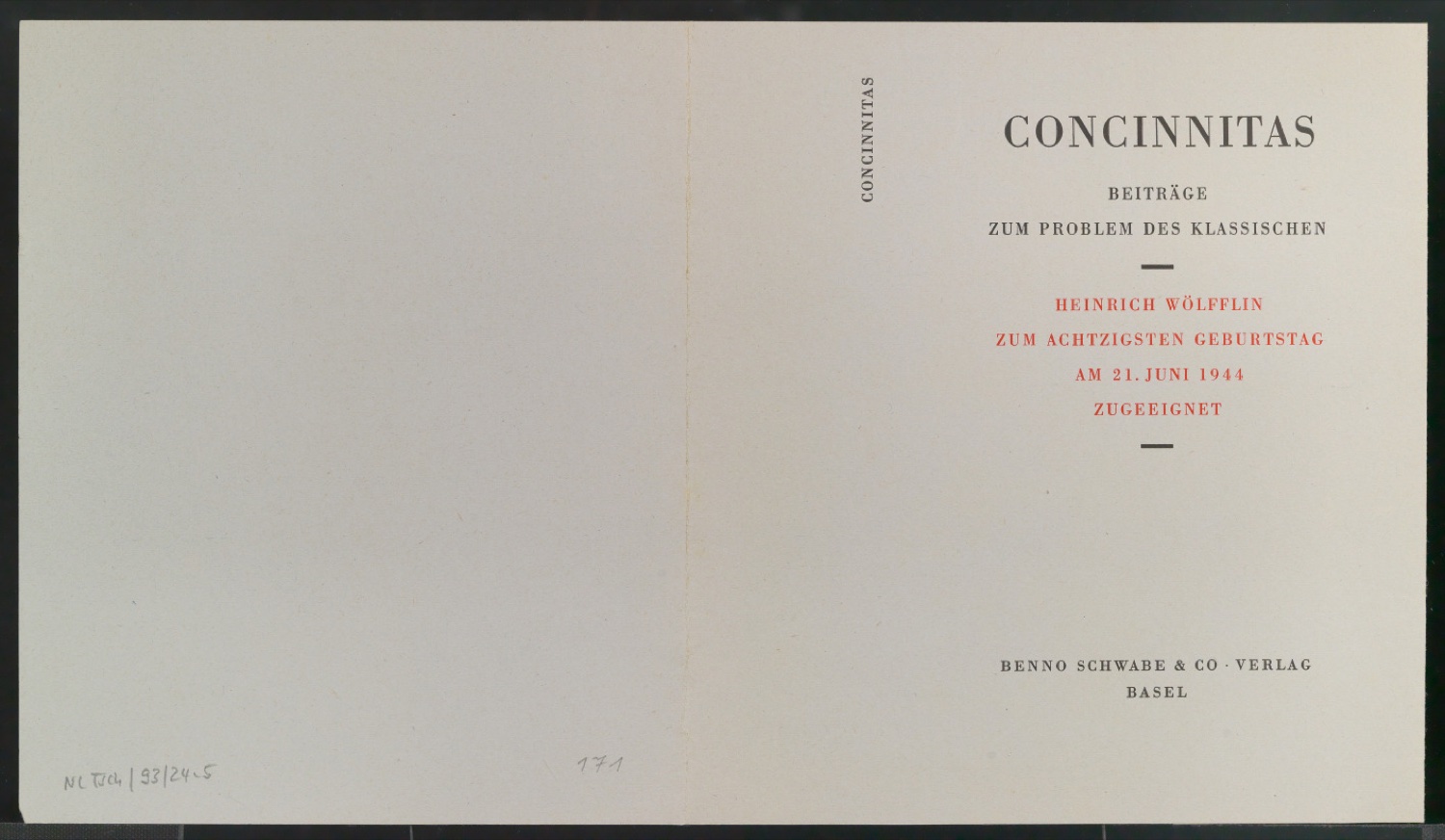 Probedrucke von Schutzumschlägen für Benno Schwabe & Co — Blatt 9