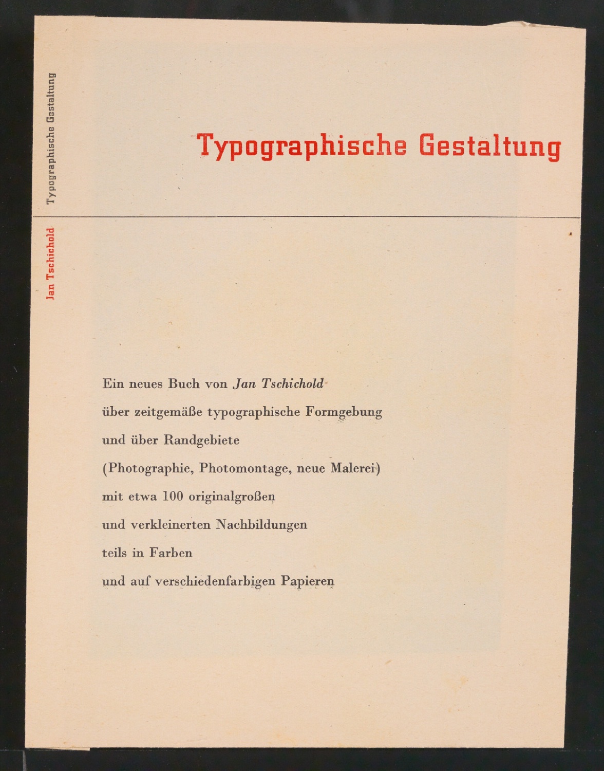 Entwurf für Bestellschein zu Typografische Entwurfstechnik und Probedruck zu Schutzumschlag für Typographische Gestaltung — Blatt 3