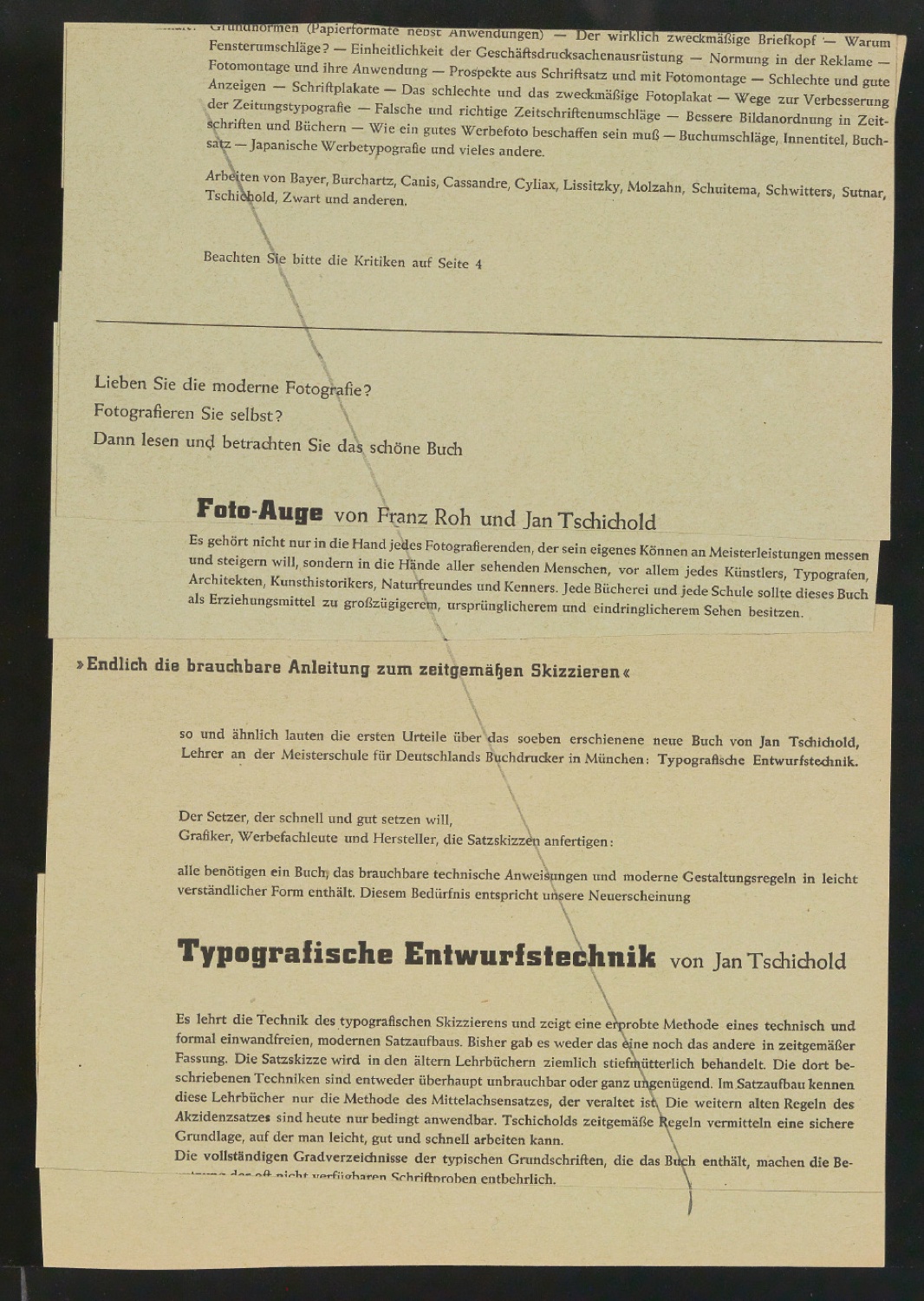 Entwurf für Bestellschein zu Typografische Entwurfstechnik und Probedruck zu Schutzumschlag für Typographische Gestaltung — Blatt 7