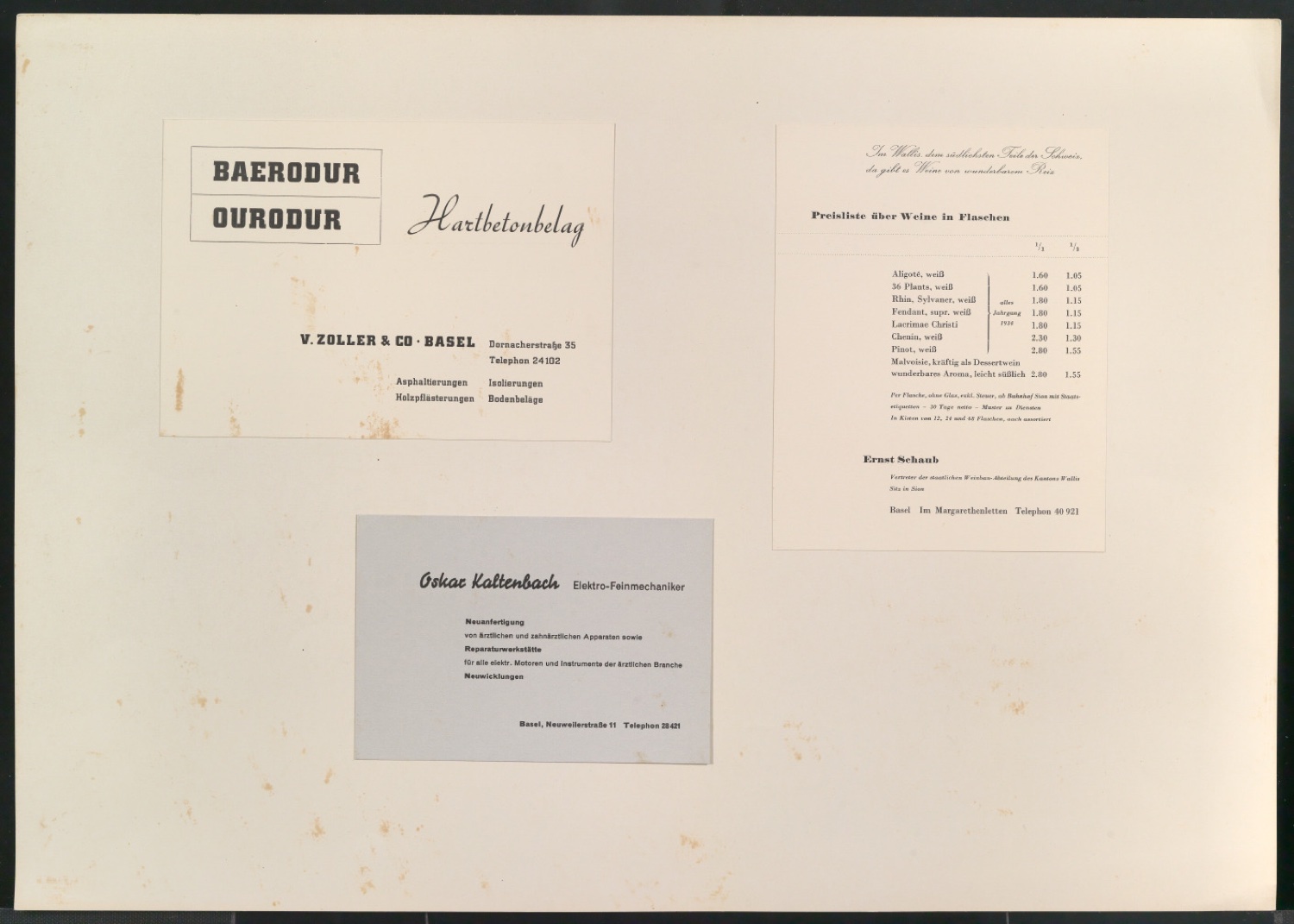 Gebrauchsgrafiken auf Pappe montiert — Blatt 1