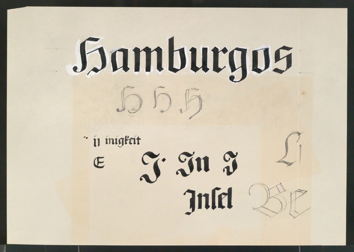 Skizzen, Klischeevorlagen und Probedrucke Gotischer Schriften — Blatt 5