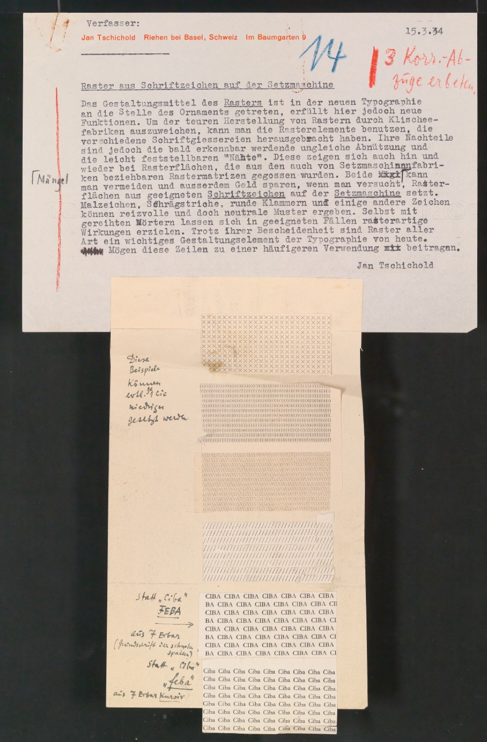 Blattsammlung eigener Notizen und Gebrauchsgrafik für Illustrationen für Typographische Gestaltung — Blatt 15