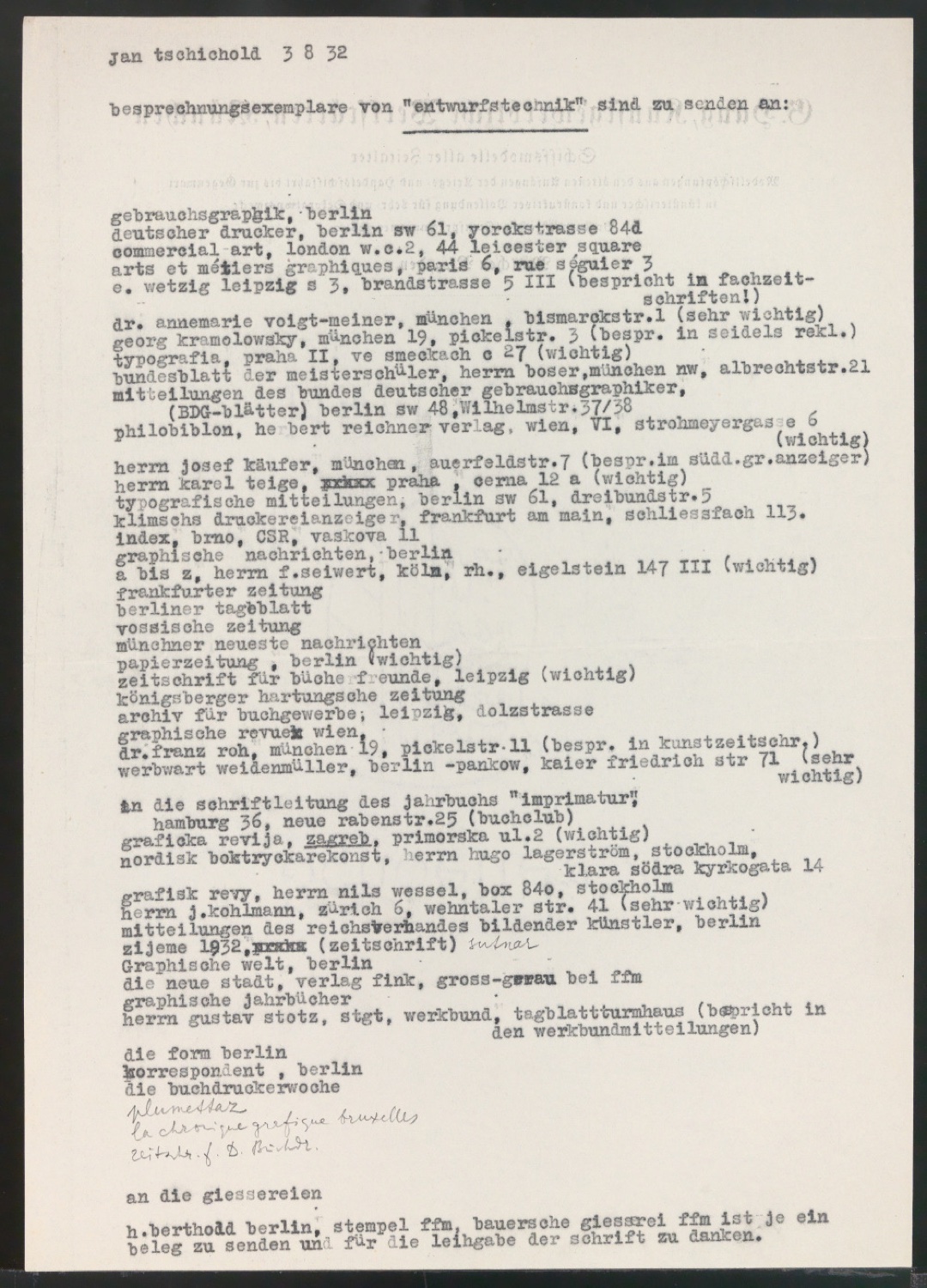 Arbeitsmaterial und Entwürfe für Typografische Entwurfstechnik — Blatt 61