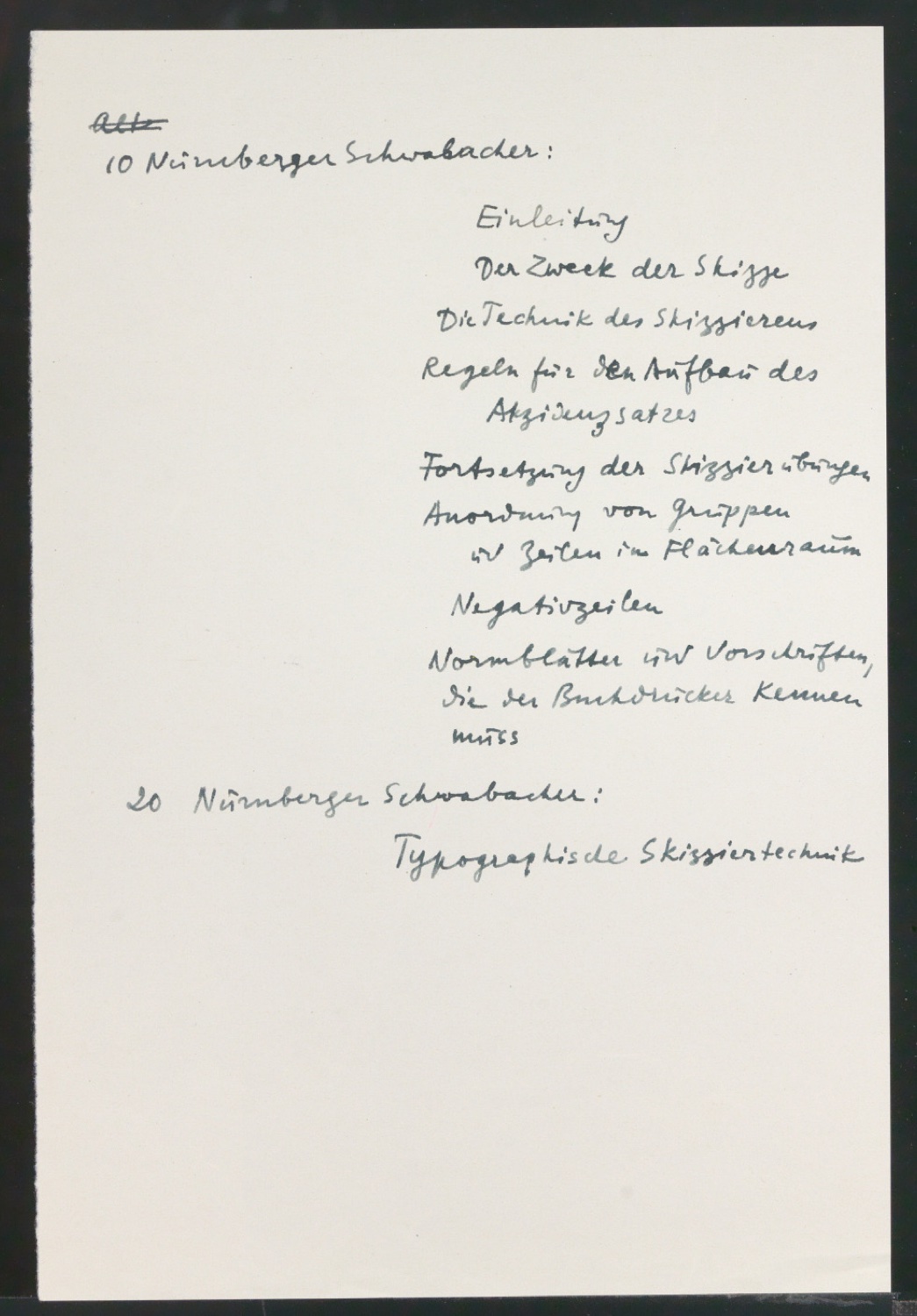 Arbeitsmaterial und Entwürfe für Typografische Entwurfstechnik — Blatt 104