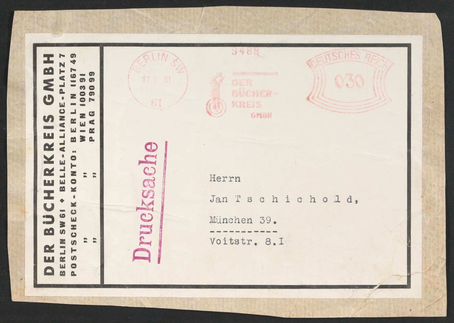 Sammlung von Briefumschlägen und Briefköpfen der Buchgemeinschaft Der Bücherkreis — Blatt 3