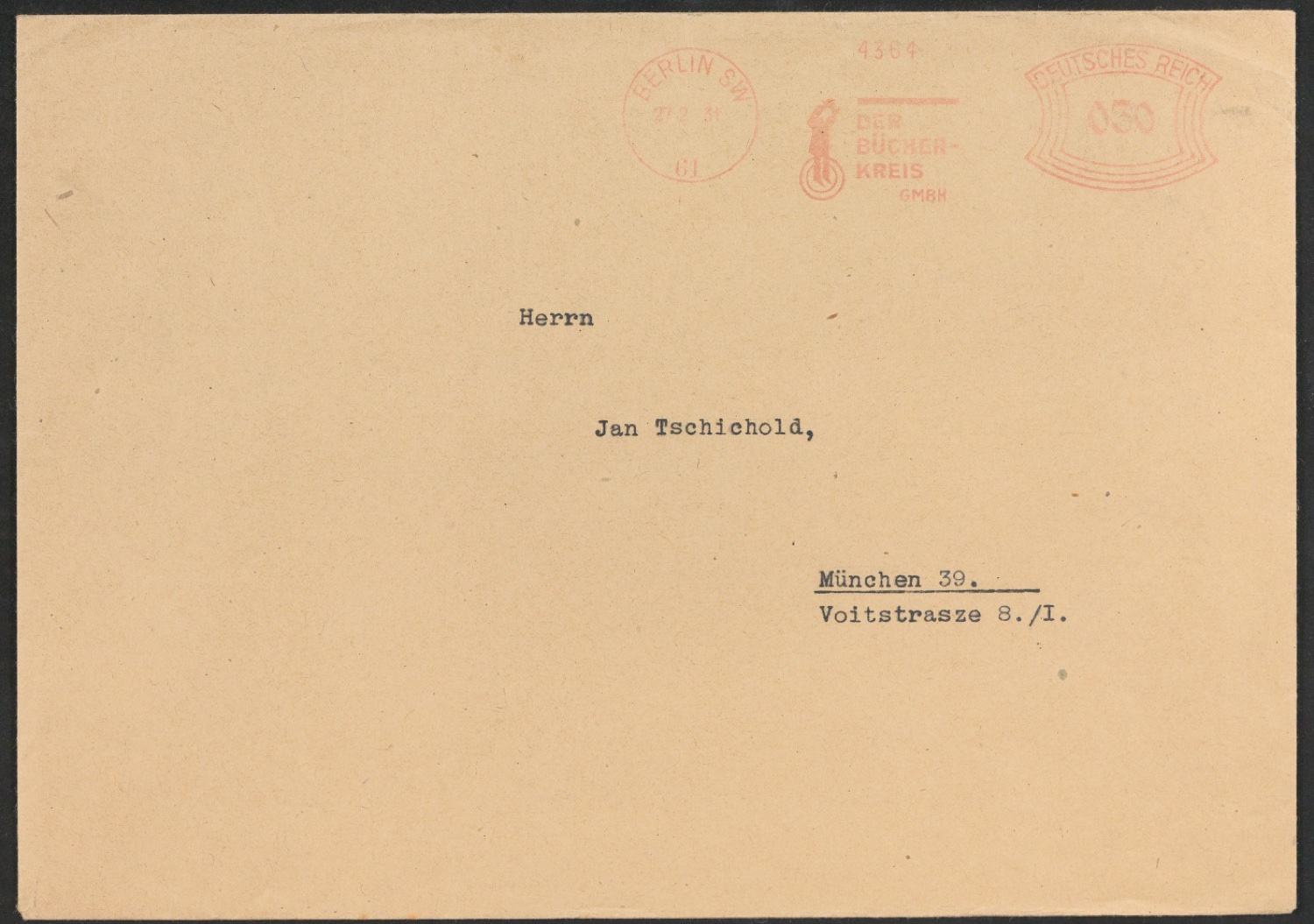 Sammlung von Briefumschlägen und Briefköpfen der Buchgemeinschaft Der Bücherkreis — Blatt 7