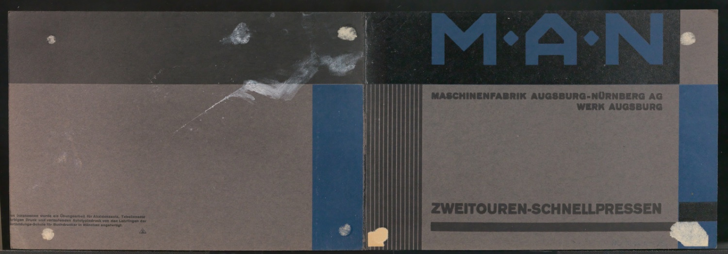 Mappe mit Probedrucken und Entwürfen für Schriftschreiben für Setzer — Blatt 2