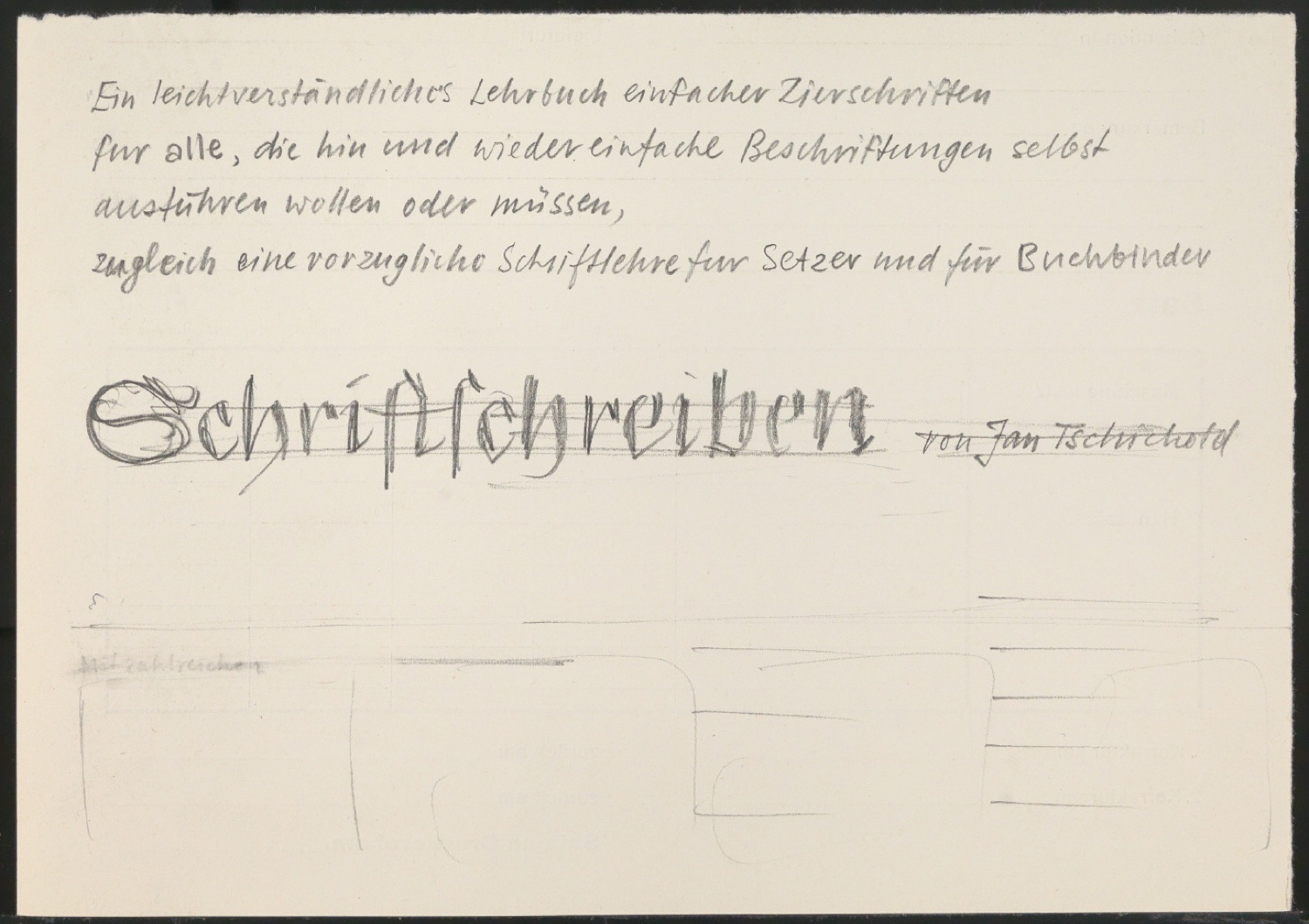 Mappe mit Probedrucken und Entwürfen für Schriftschreiben für Setzer — Blatt 5